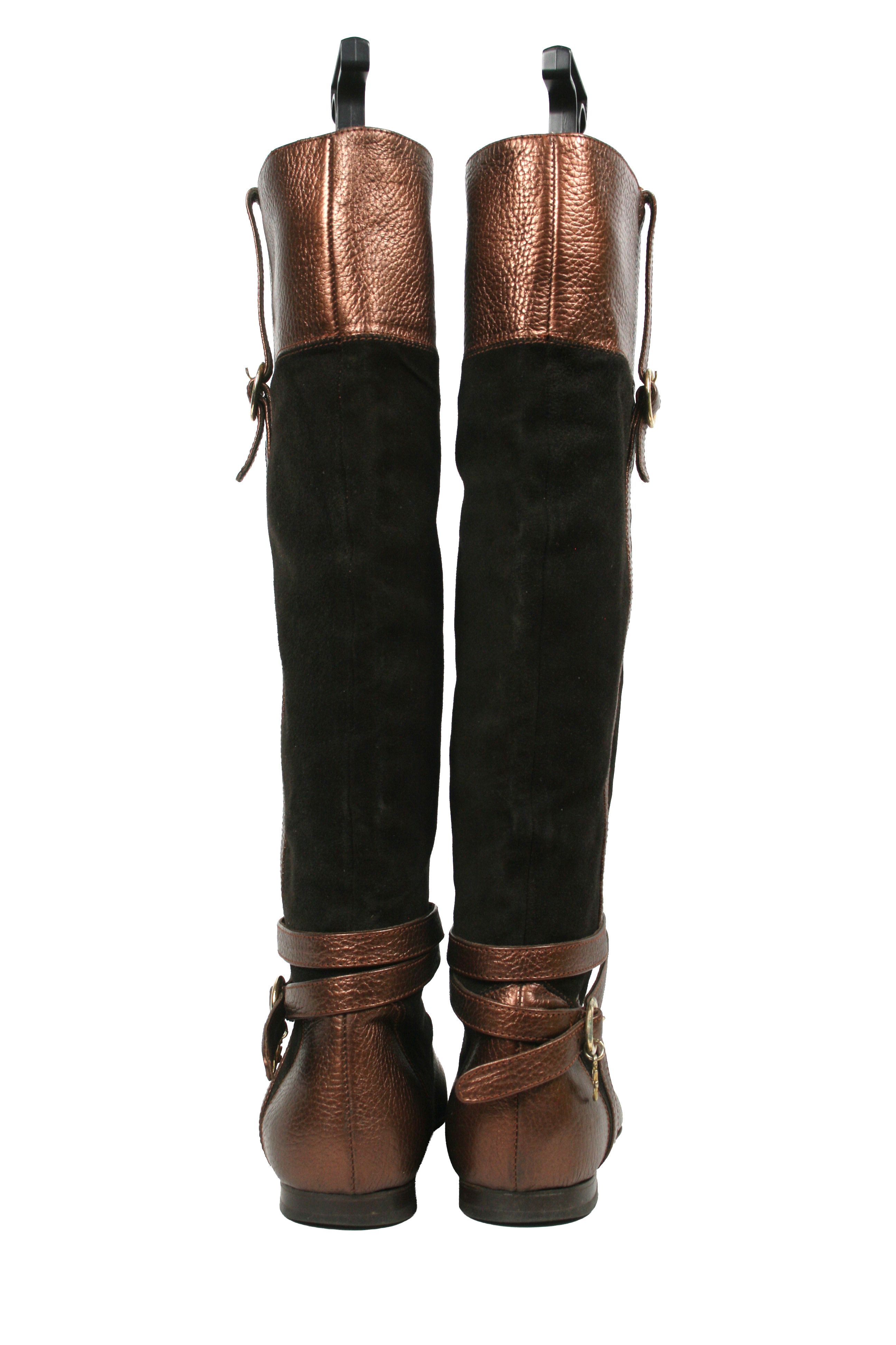 Versace 00S VJC Logo Leather Suede Riding Boots Vintage Size US 10 / IT 40 - 12 Thumbnail