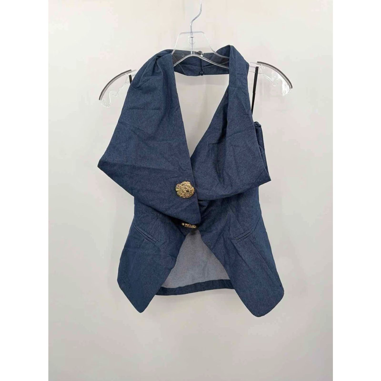 Vintage COMMENSE Blue Halter Tank Top Large Size L / US 10 / IT 46 - 2 Thumbnail