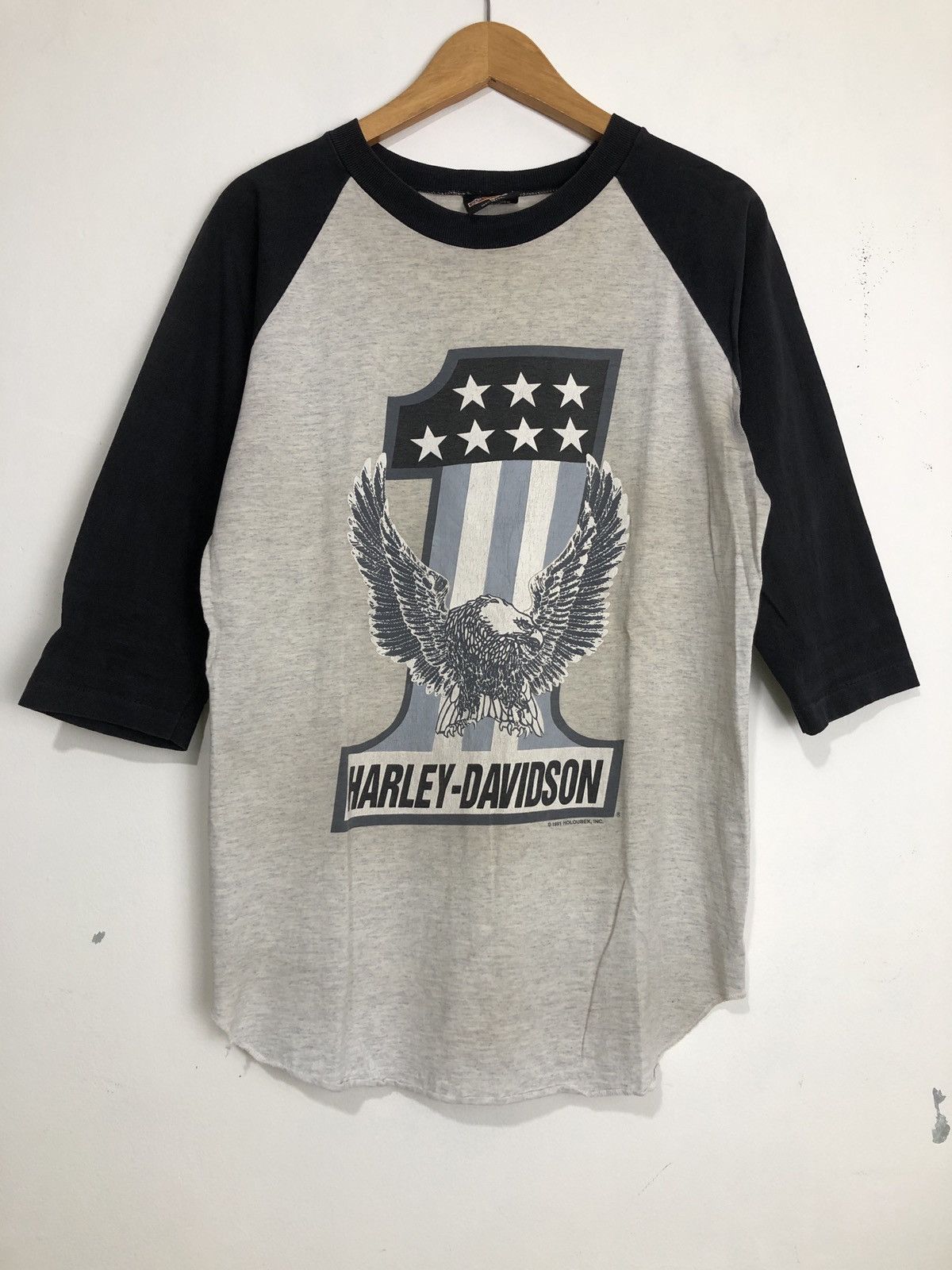 Harley Davidson Vintage 1991 Harley Davidson Raglan T-Shirt Size US M / EU 48-50 / 2 - 1 Thumbnail