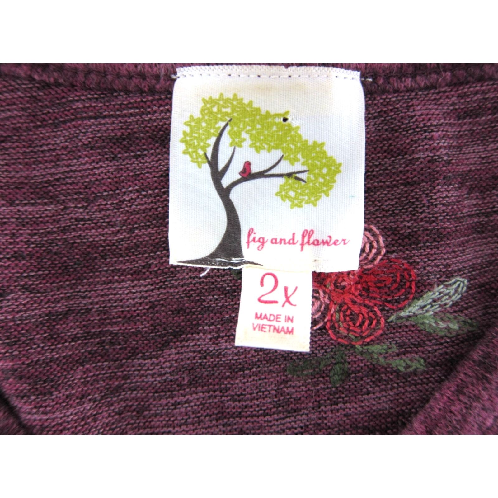 Pinko Fig and Flower Pink Embroidered Floral 3/4 Sleeve V-Neck Button Down Blouse 2X Size XXL / US 16-18 / IT 52-54 - 3 Thumbnail