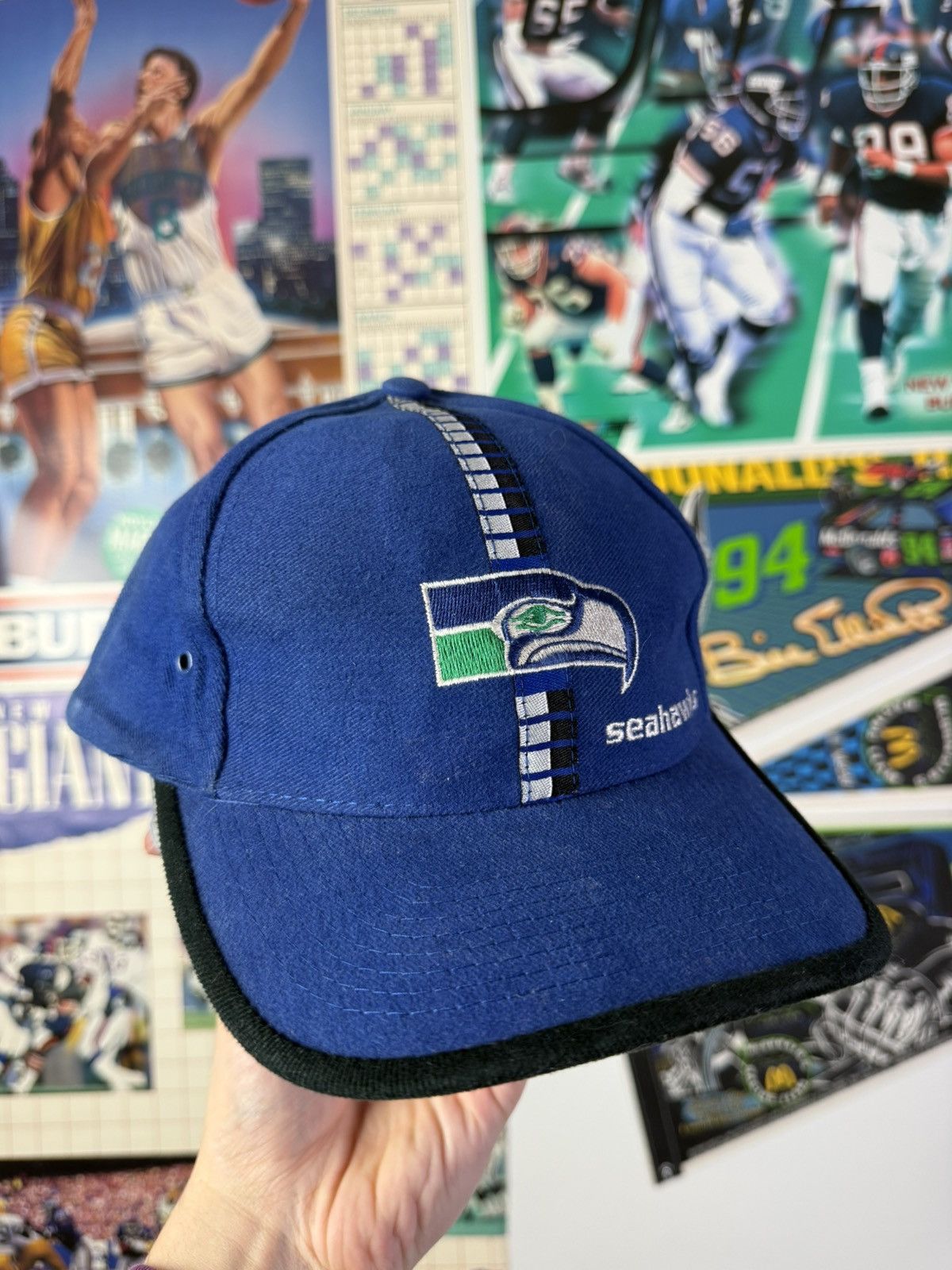 NFL Vintage 90s Seattle Seahawks NFL Blue Adjustable Hat Size ONE SIZE - 1 Thumbnail