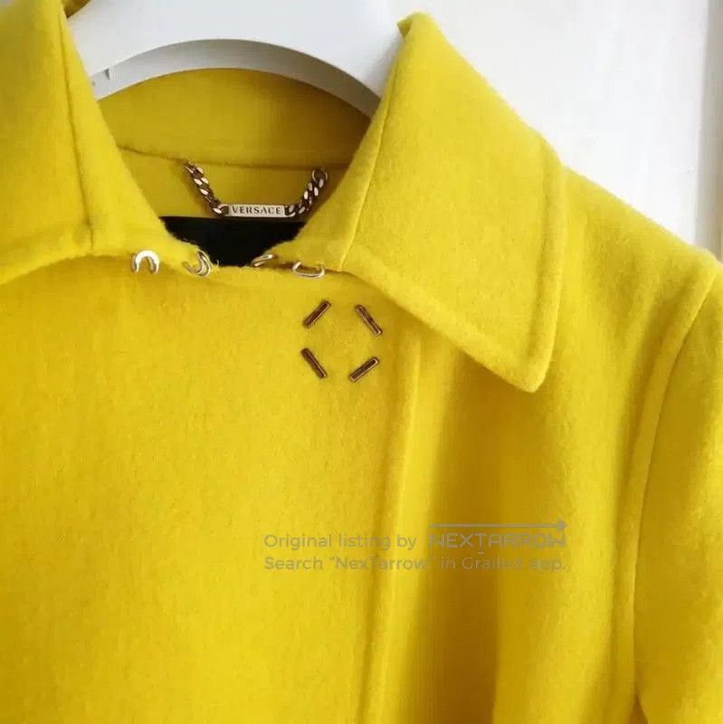Versace Versace Yellow Cashmere Mid-Length Coat . Size S / US 4 / IT 40 - 9 Thumbnail