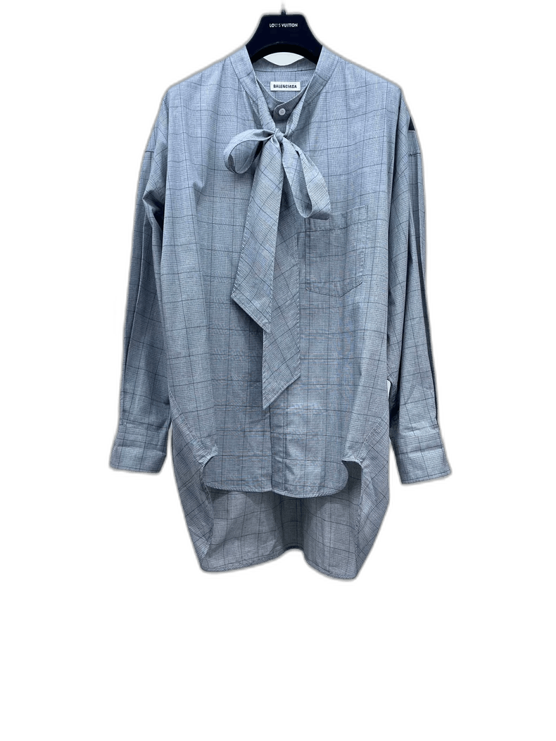 Balenciaga Ribbon Lettering Plaid Casual Shirt
