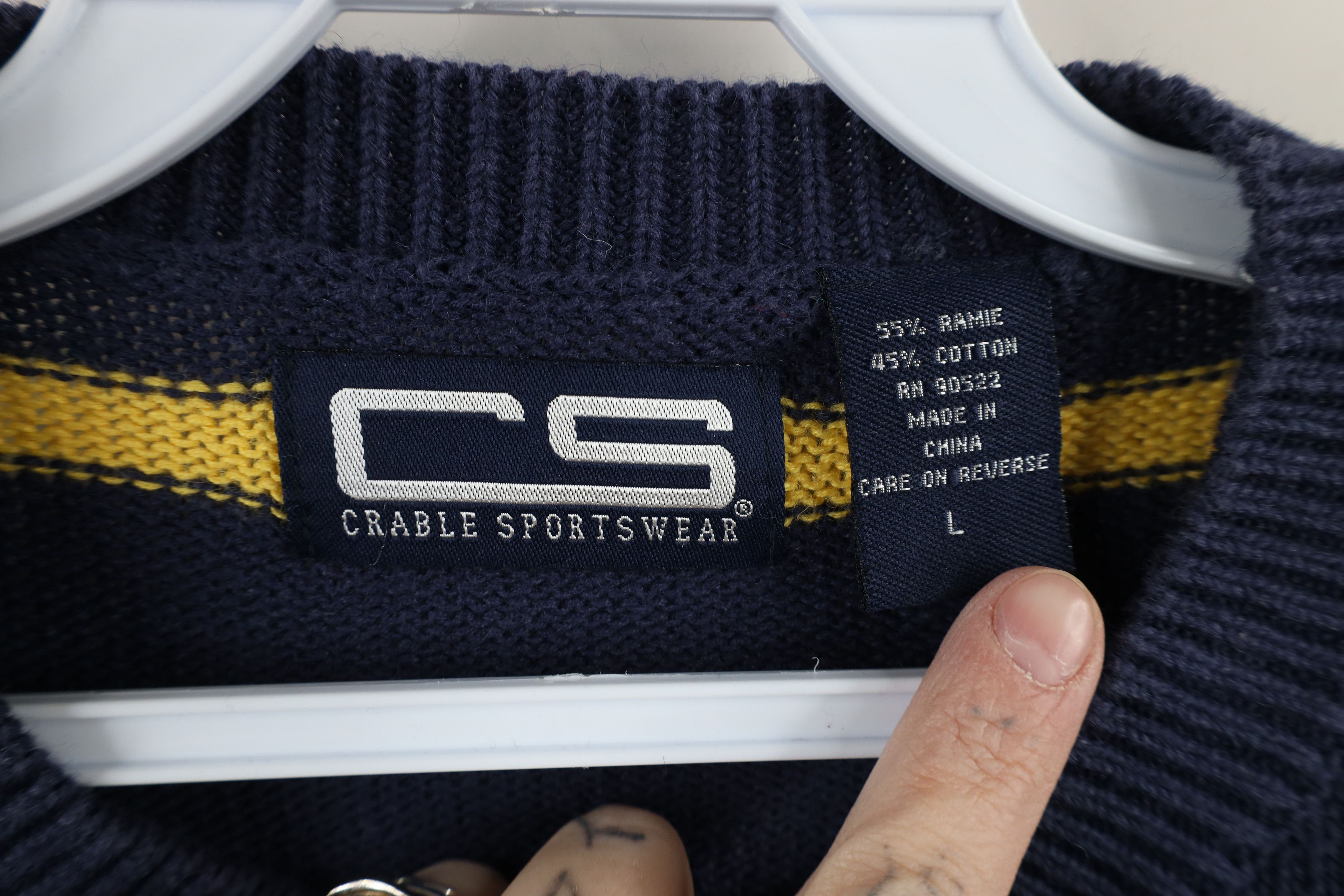 Vintage Vintage 90s University of Michigan Striped Crewneck Sweater Size US L / EU 52-54 / 3 - 5 Thumbnail