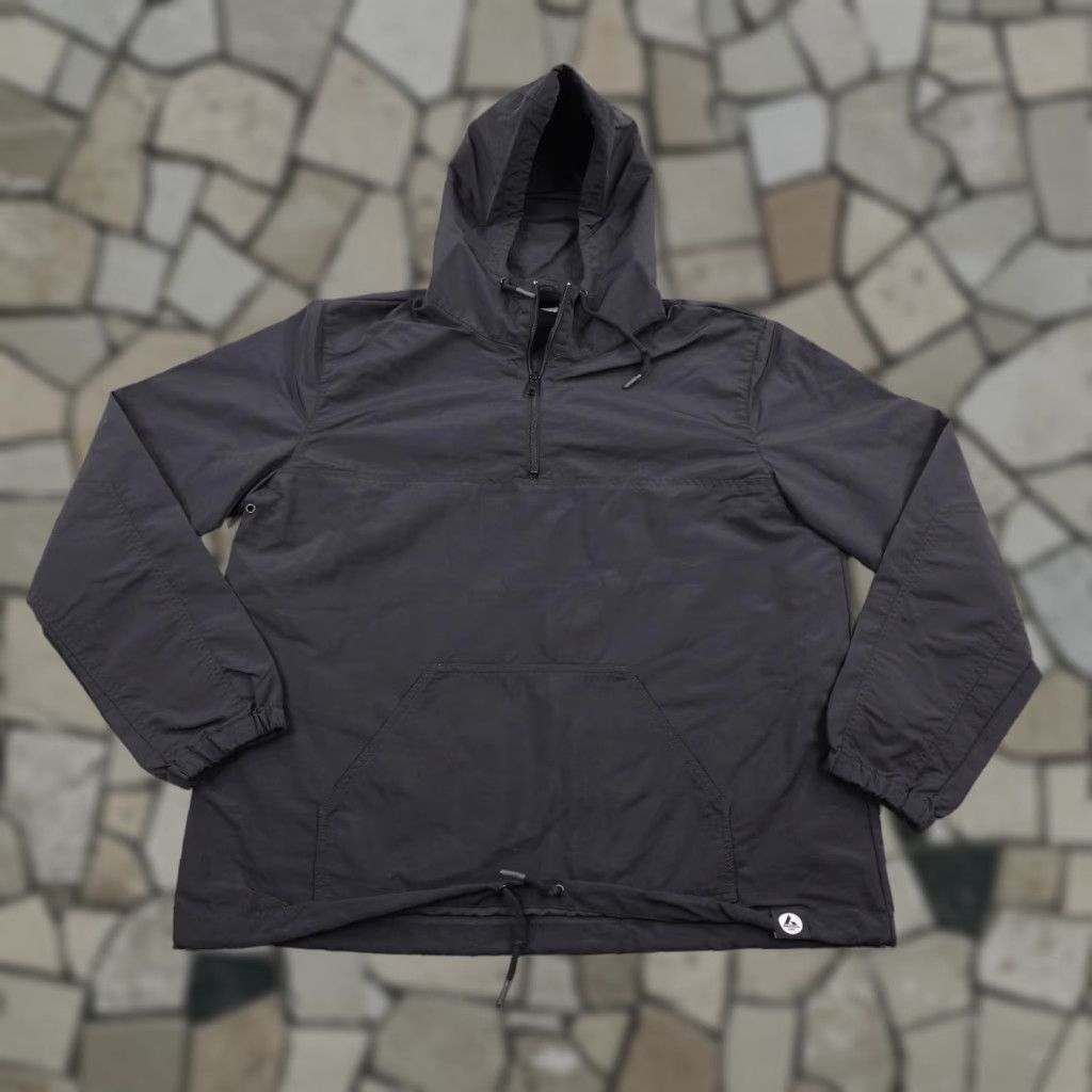 American Giant Jacket Mens Large Black Windbreaker Anorak Pullover 1/4 Zip USA