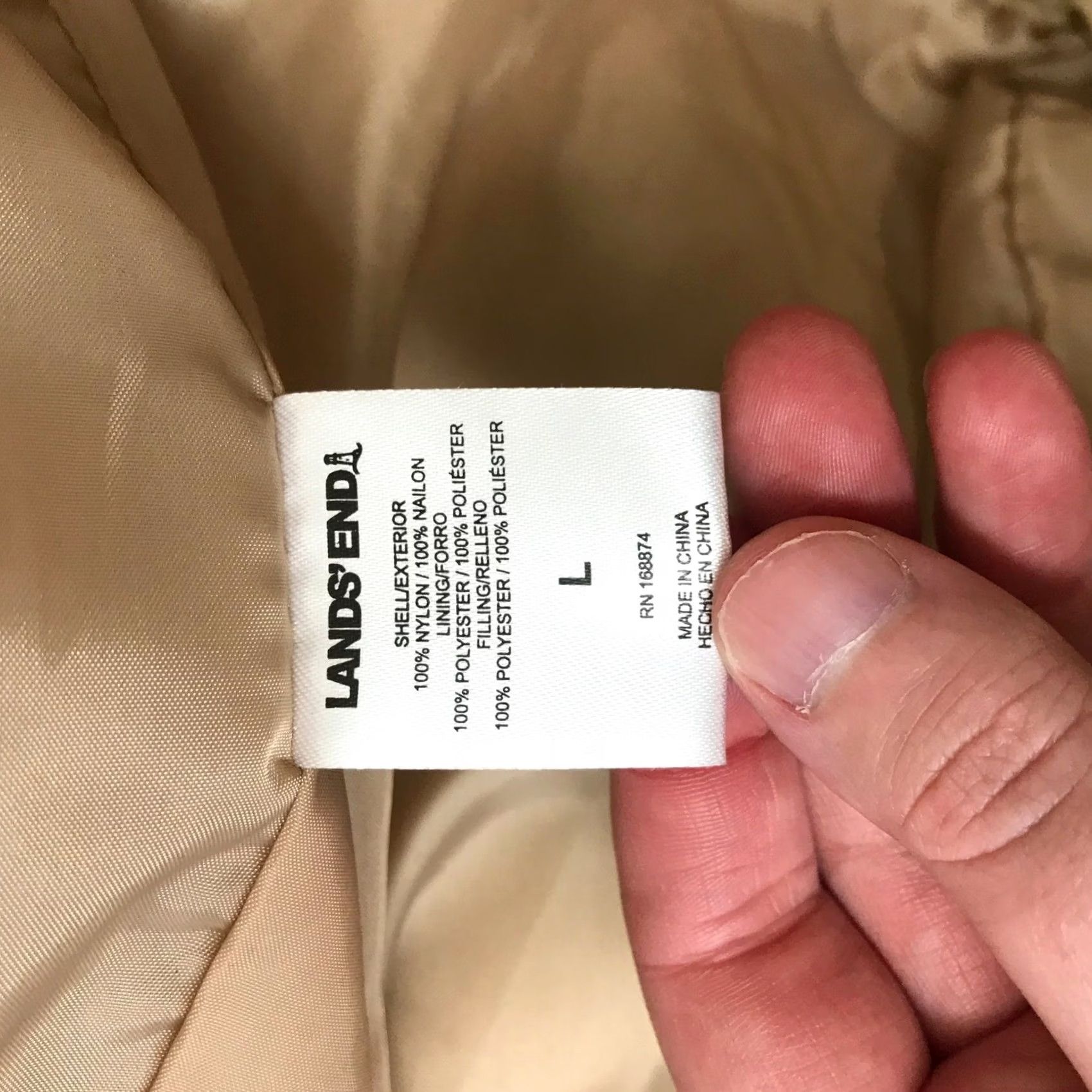 Lands' End Lands End Womens Tan Beige Diamond Quilted Puffer Vest Full Zip Size L Large Vest Beige Quilted Puffer, Zip, Pockets, Stand Collar Womens Size L / US 10 / IT 46 - 8 Thumbnail