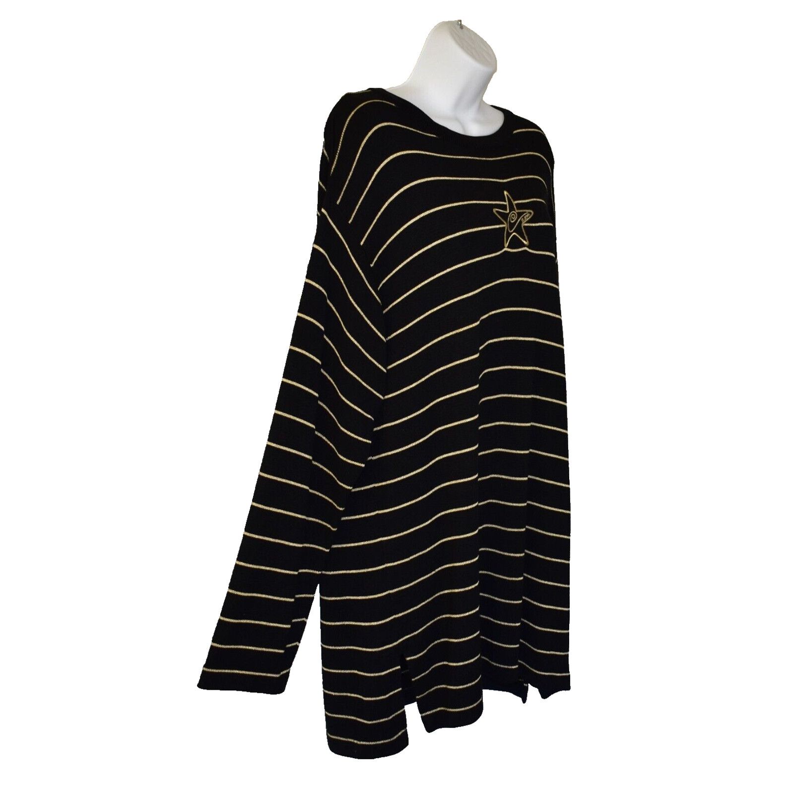 St. John ST JOHN SPORT BY MARIE GRAY Black Gold Striped Sweater Sz L Size L / US 10 / IT 46 - 2 Thumbnail