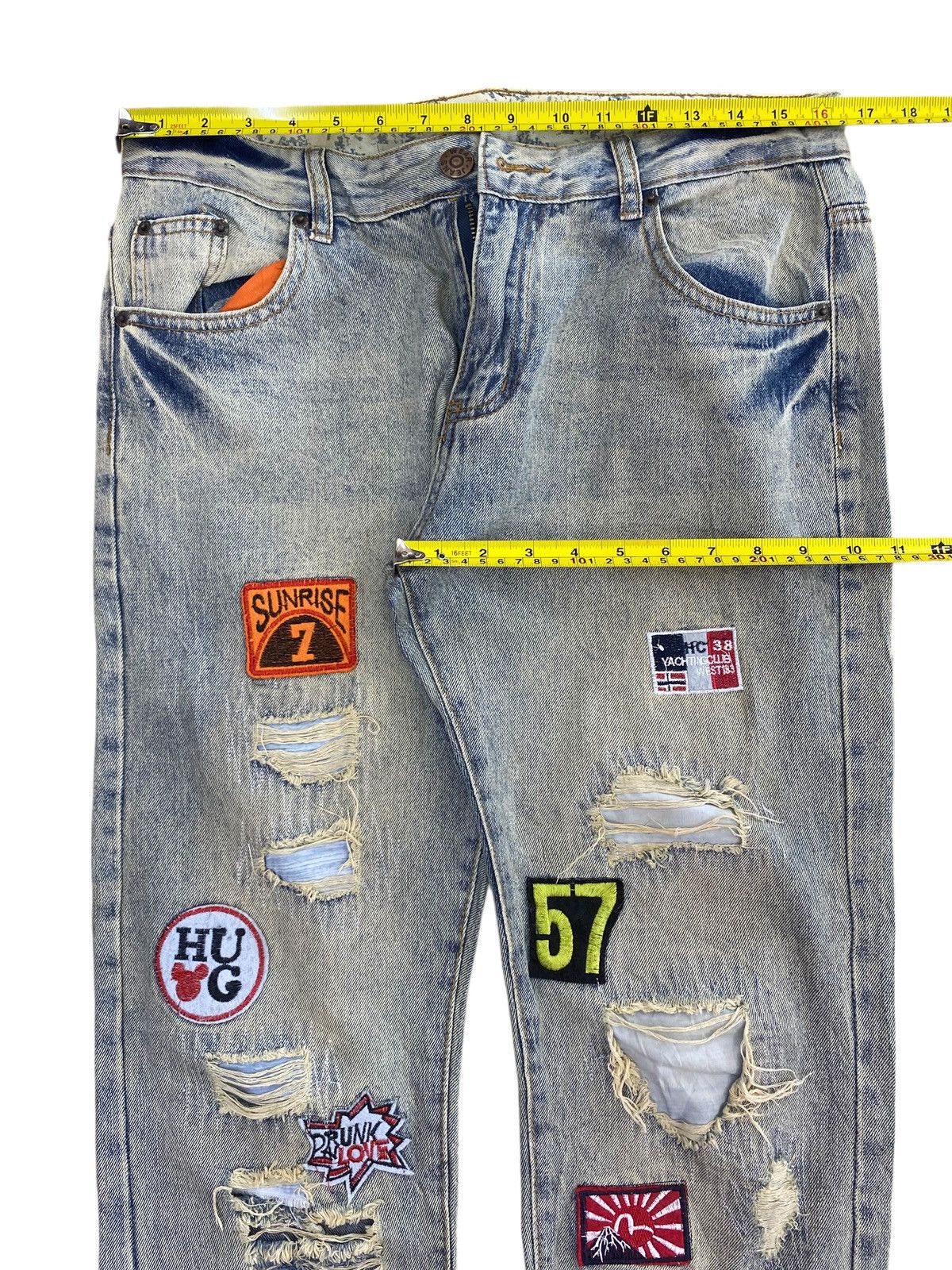 Japanese Brand Japanese Brand Acid Blue Wash Style Patchwork Jeans Size US 32 / EU 48 - 5 Thumbnail