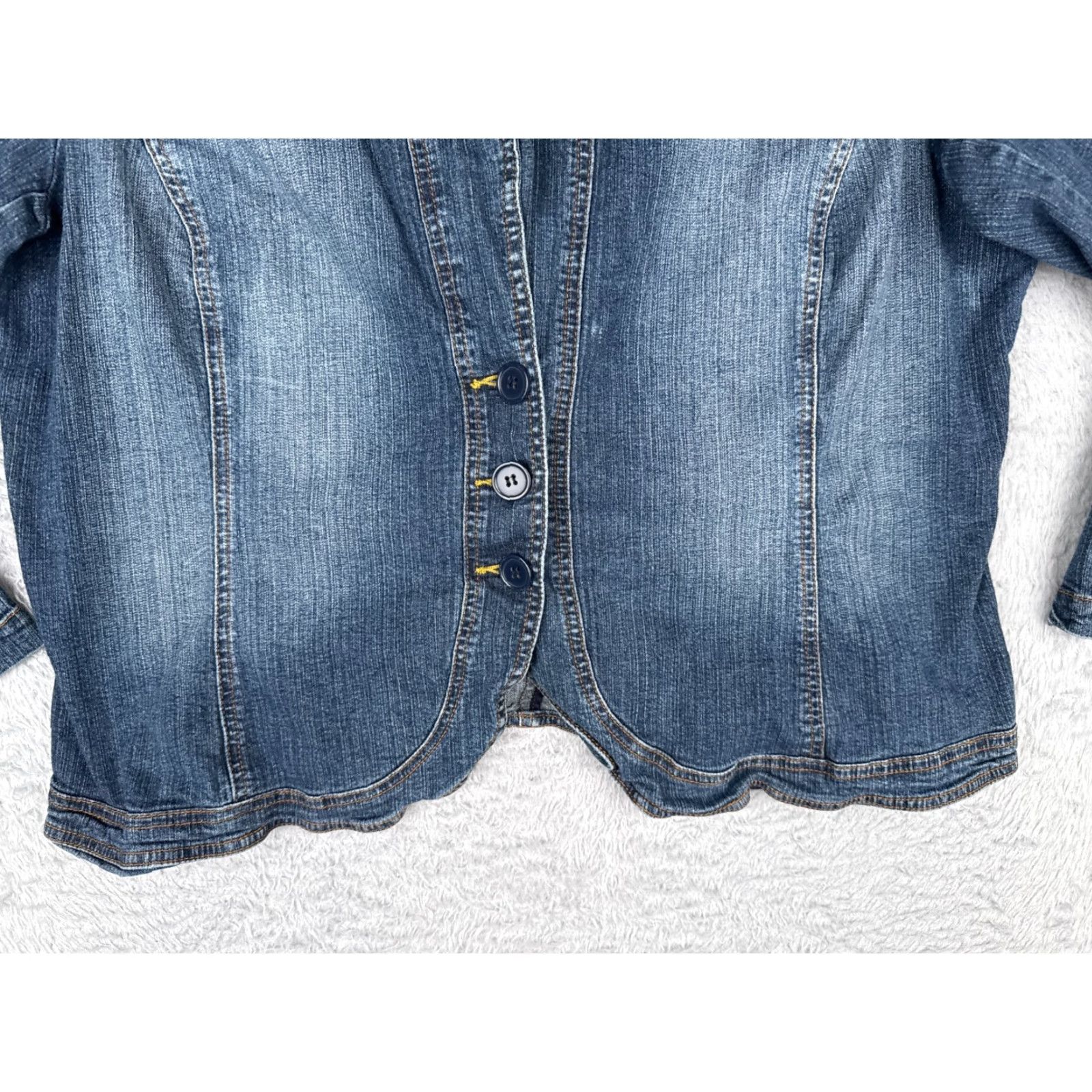 Vintage Mixit Jacket Womens 22W Denim Blue Button Cotton Blend Casual 80s 90s Classic Fashion Size 40" / US 18 - 5 Thumbnail