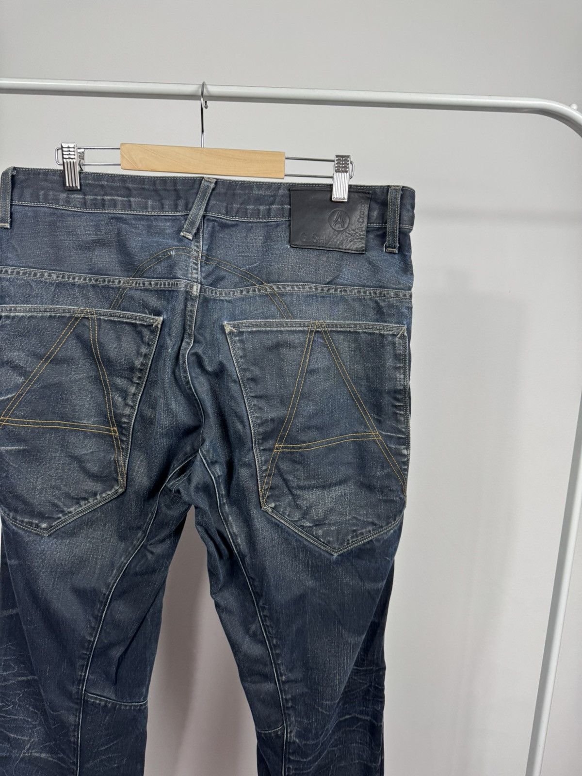 G-Star G-Star RAW 3301 Dark Wash Distressed Denim Jeans Regular Fit Size US 36 / EU 52 - 4 Thumbnail