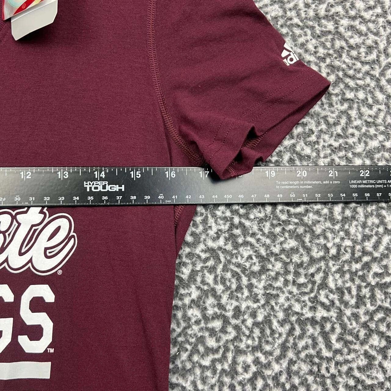 Adidas Mississippi State Bulldogs Shirt Women S Short Sleeve V-Neck Size S / US 4 / IT 40 - 3 Thumbnail
