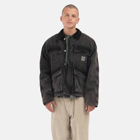 Stussy Stussy Washed Black Canvas Shop Jacket Size US XL / EU 56 / 4 - 1 Thumbnail