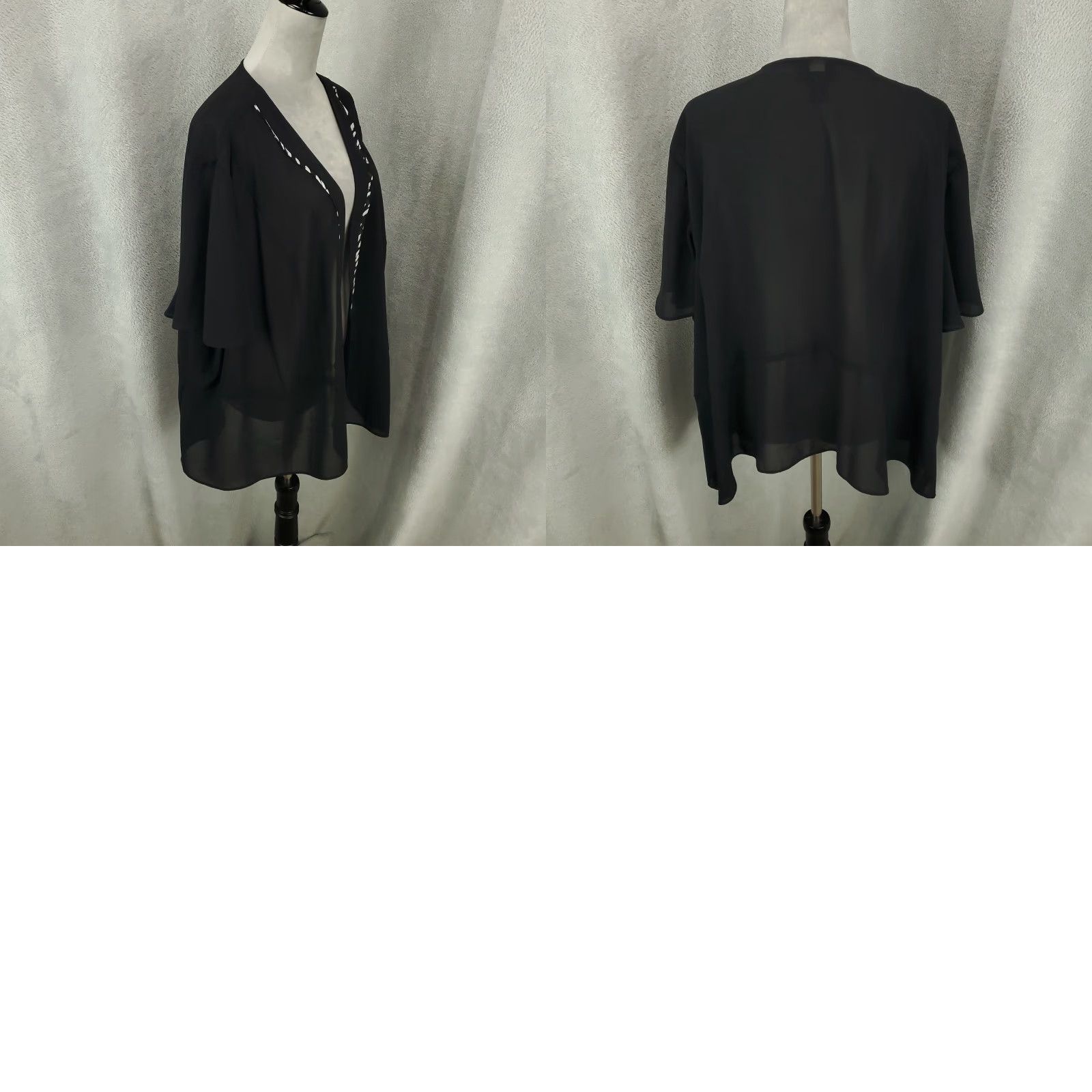 Vintage Maggie Barnes Cardigan Womens 34W Black Open Front Lightweight Casual Sleeve Short Sleeve Plus Size Cardigan Men/Womens? Size XXS / US 00 / IT 34 - 8 Thumbnail