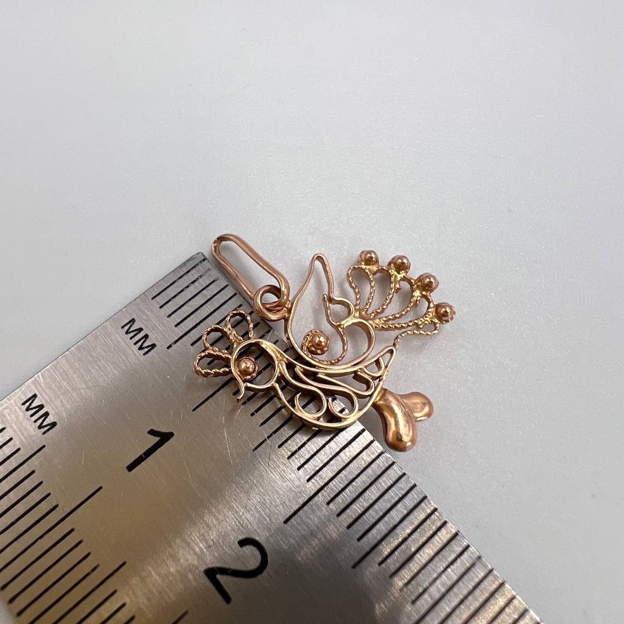 Vintage Vintage USSR 14K 583 Rose Gold Filigree Rooster Pendant 1.2g Size ONE SIZE - 5 Thumbnail
