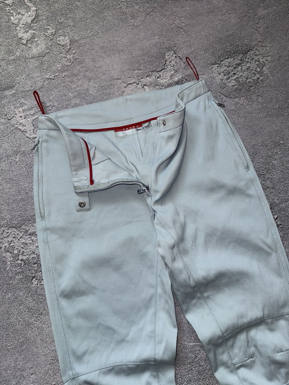 Prada × Vintage Prada 42 blue zip vintage sweat pant trouser chino zip jean Size 28" / US 6 / IT 42 - 6 Thumbnail