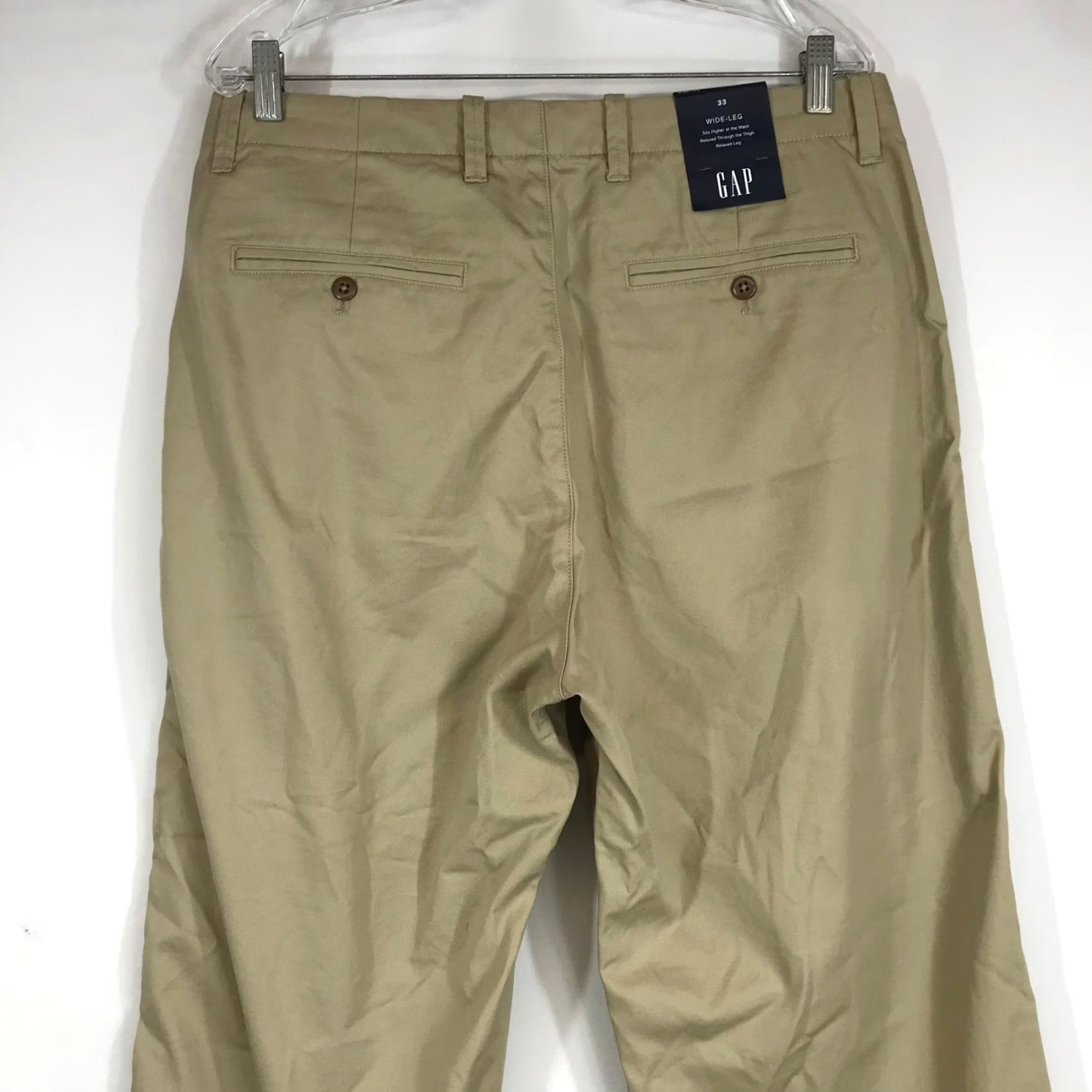 Gap Gap Men Wide-Leg Chino Pants 33 Tan Khaki High Rise Relaxed Fit Inseam 26 Vintage No Size 24" / US 00 / IT 34 - 5 Thumbnail