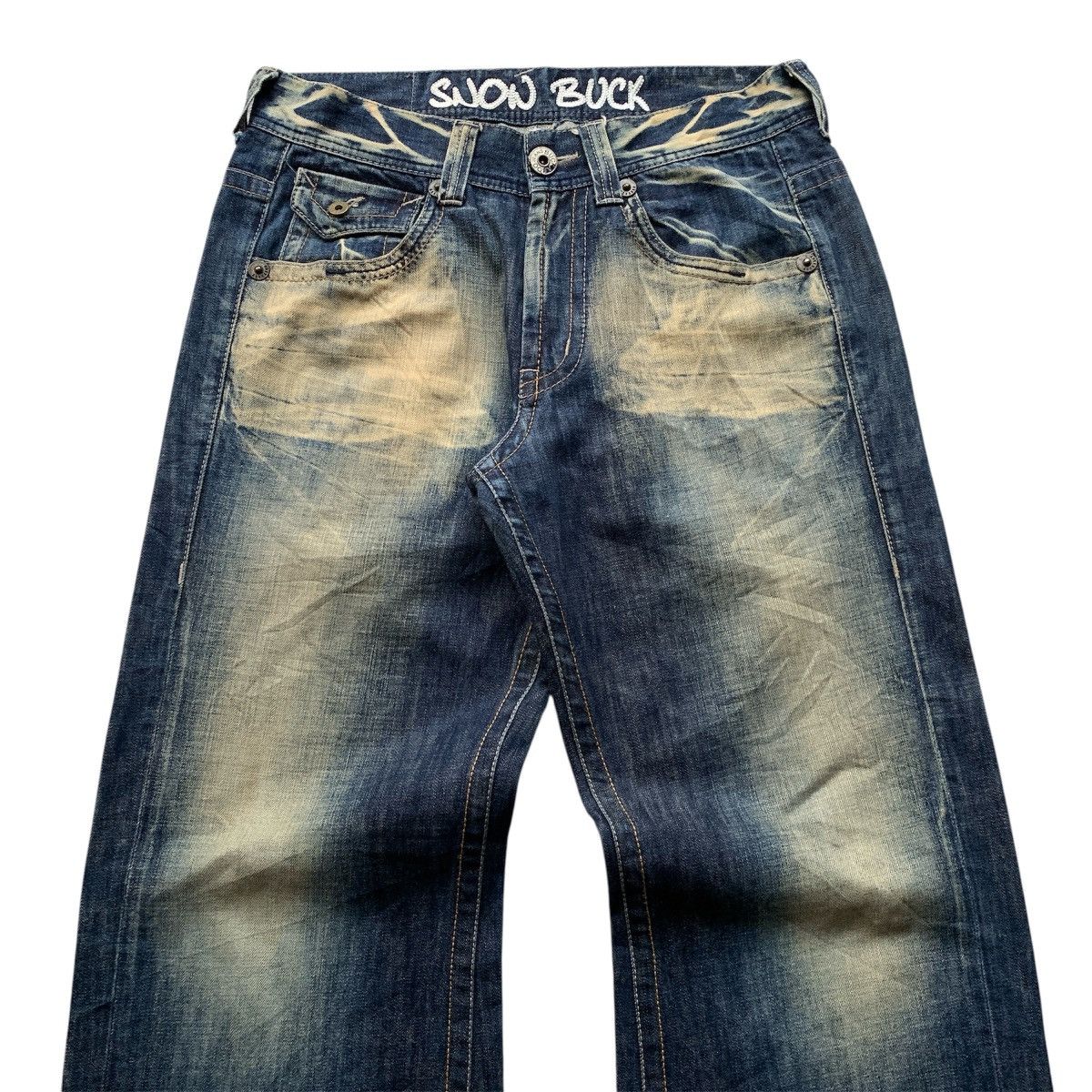 Japanese Brand Buckaroo Snow Buck Baggy Faded Flare Denim Pants Size US 34 / EU 50 - 3 Thumbnail