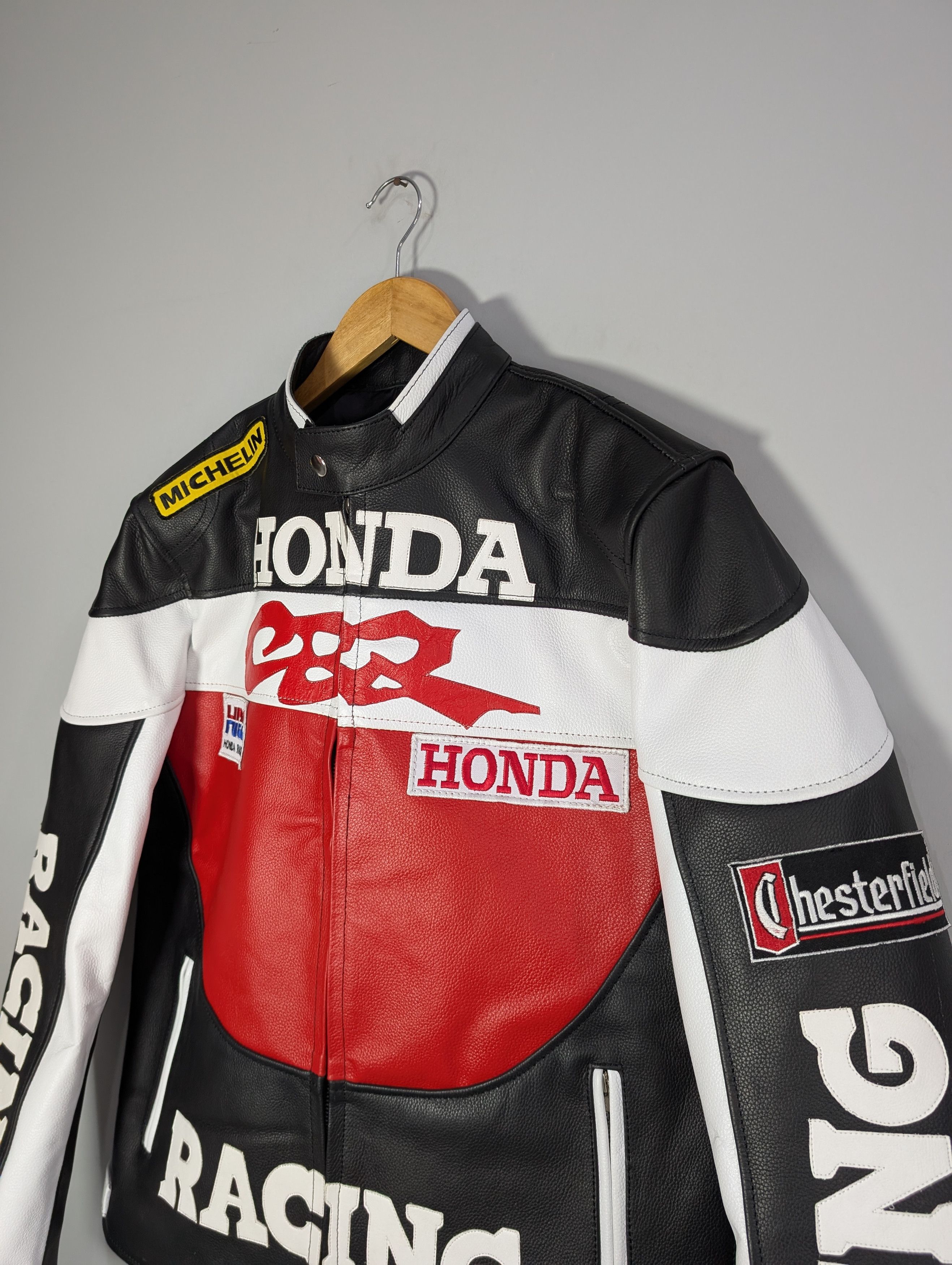 Vintage 🔥Honda🔥 90s Motorcycle Racing Real Cowhide Leather Jacket Size XL / US 12-14 / IT 48-50 - 5 Thumbnail