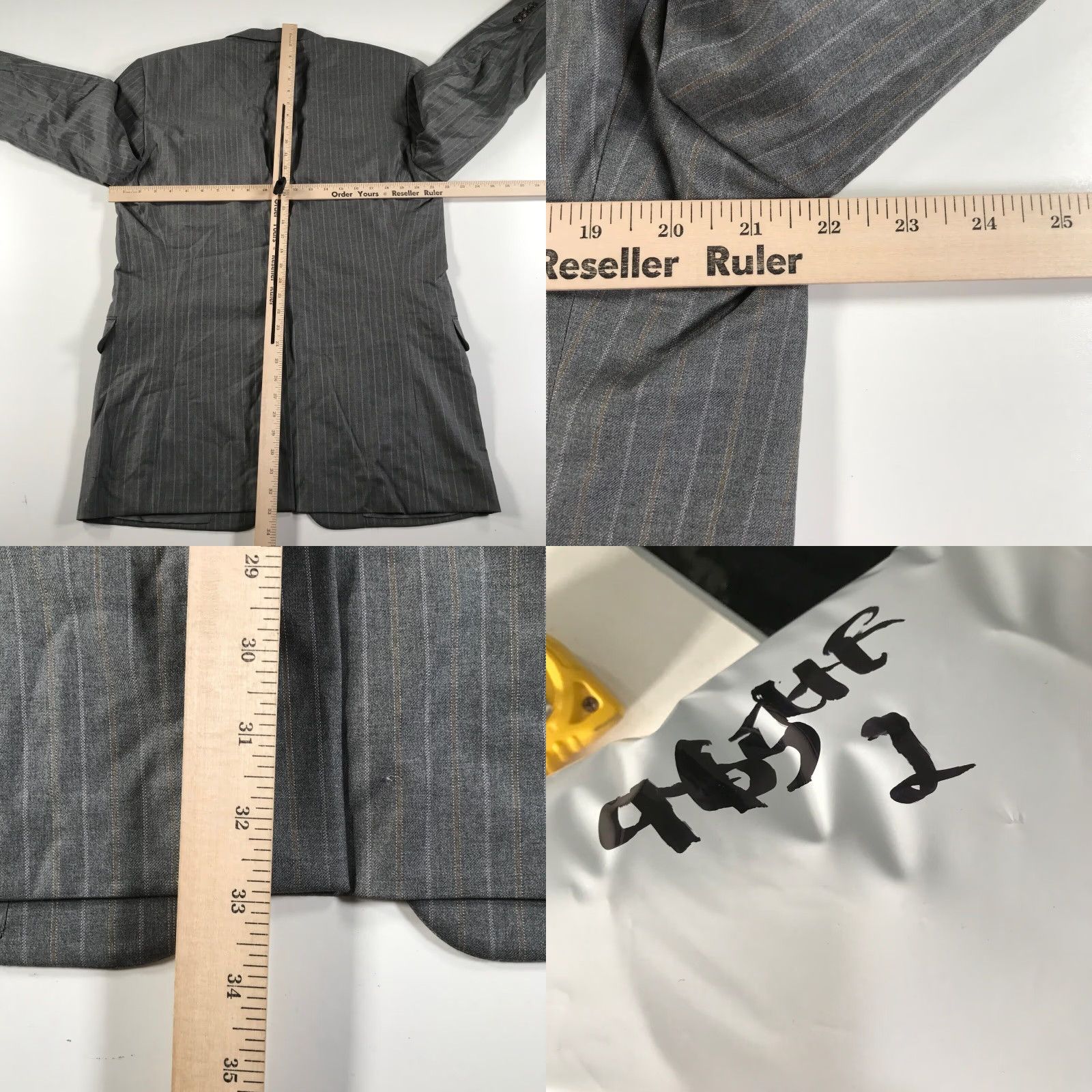 Hickey Freeman Blazer Mens 42 L Gray Brown Pinstripes Wool Made In USA