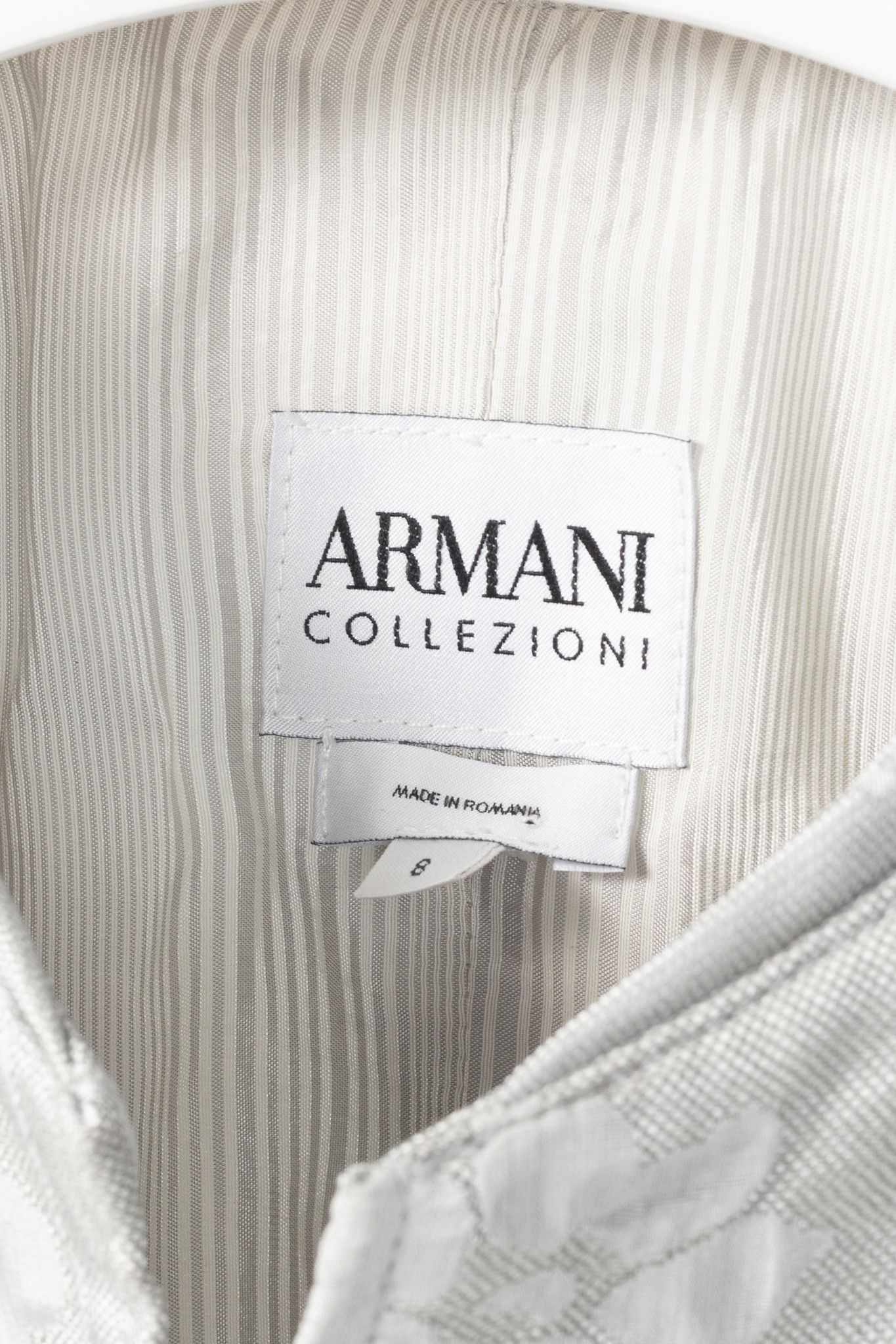 Armani Collezioni Armani Collezioni Silver Floral-Jacquard Peplum Jacket Size M / US 6-8 / IT 42-44 - 4 Thumbnail