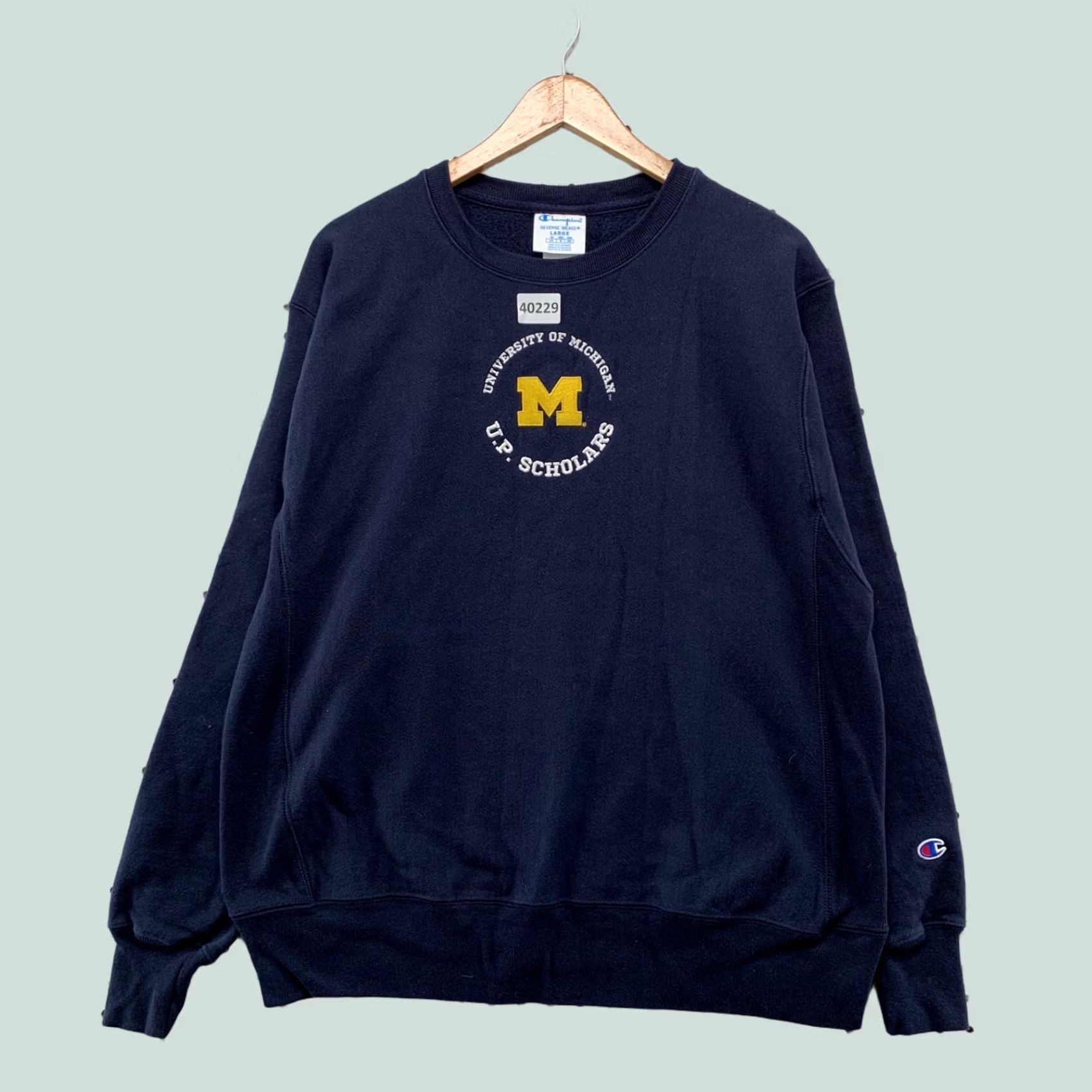 Champion Michigan UP Scholars Crewneck Sweatshirt Mens Large Blue Reverse Weave 23x28 Size US L / EU 52-54 / 3 - 1 Thumbnail