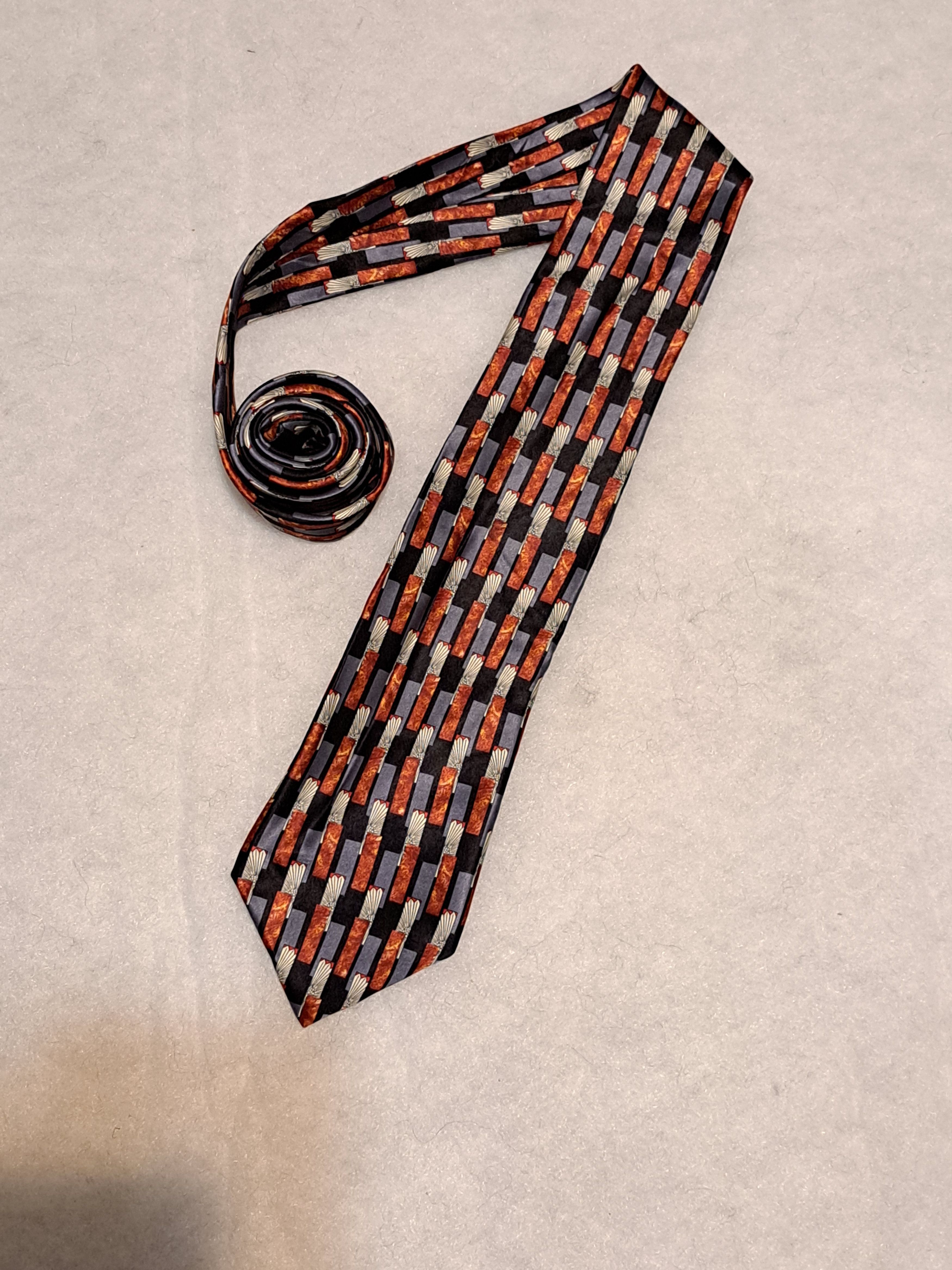 Lanvin Lanvin silk tie, yellow gray abstract black Size ONE SIZE - 2 Thumbnail