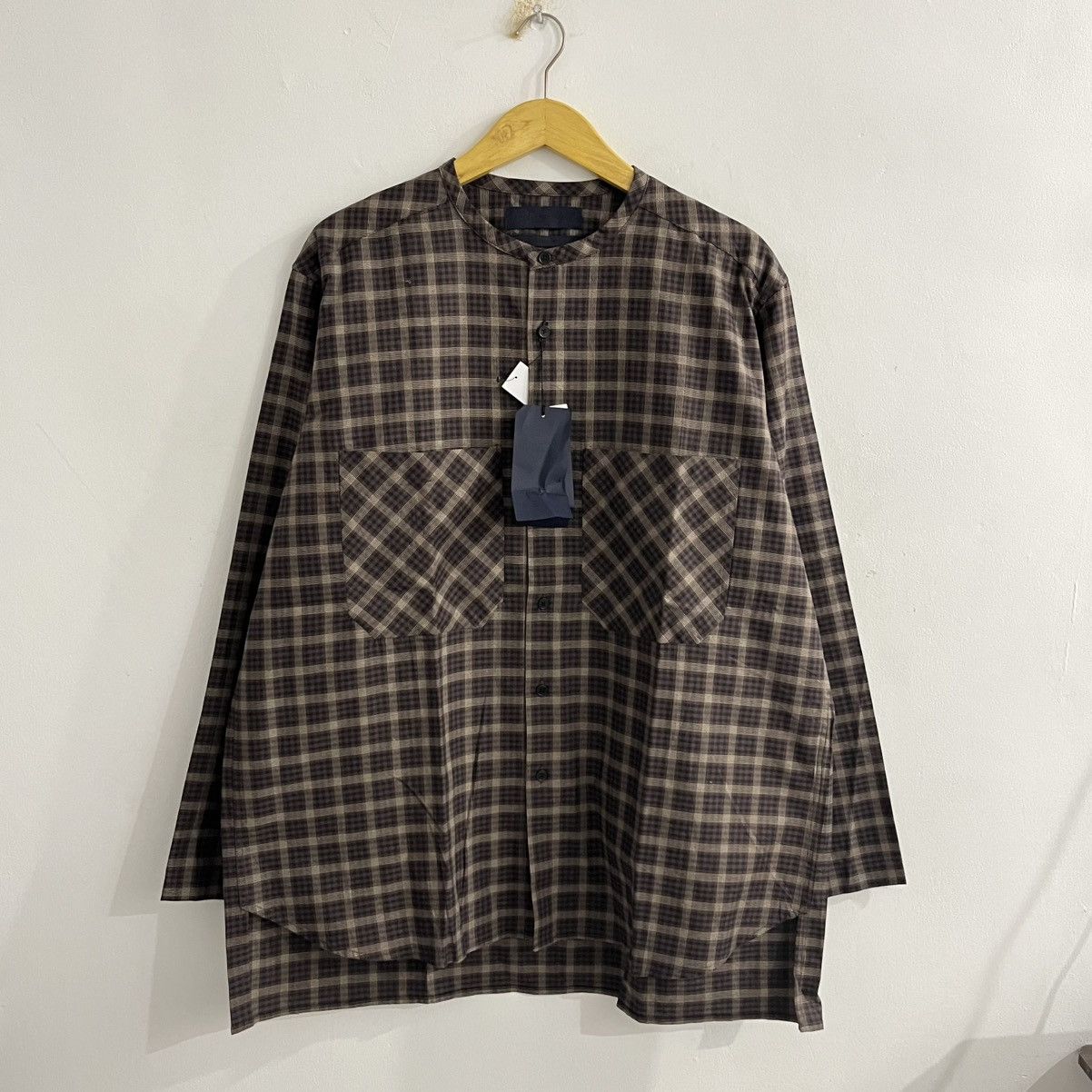 Japanese Brand T.I For Men Plaid Button Up Stand Collar Size US XL / EU 56 / 4 - 1 Thumbnail
