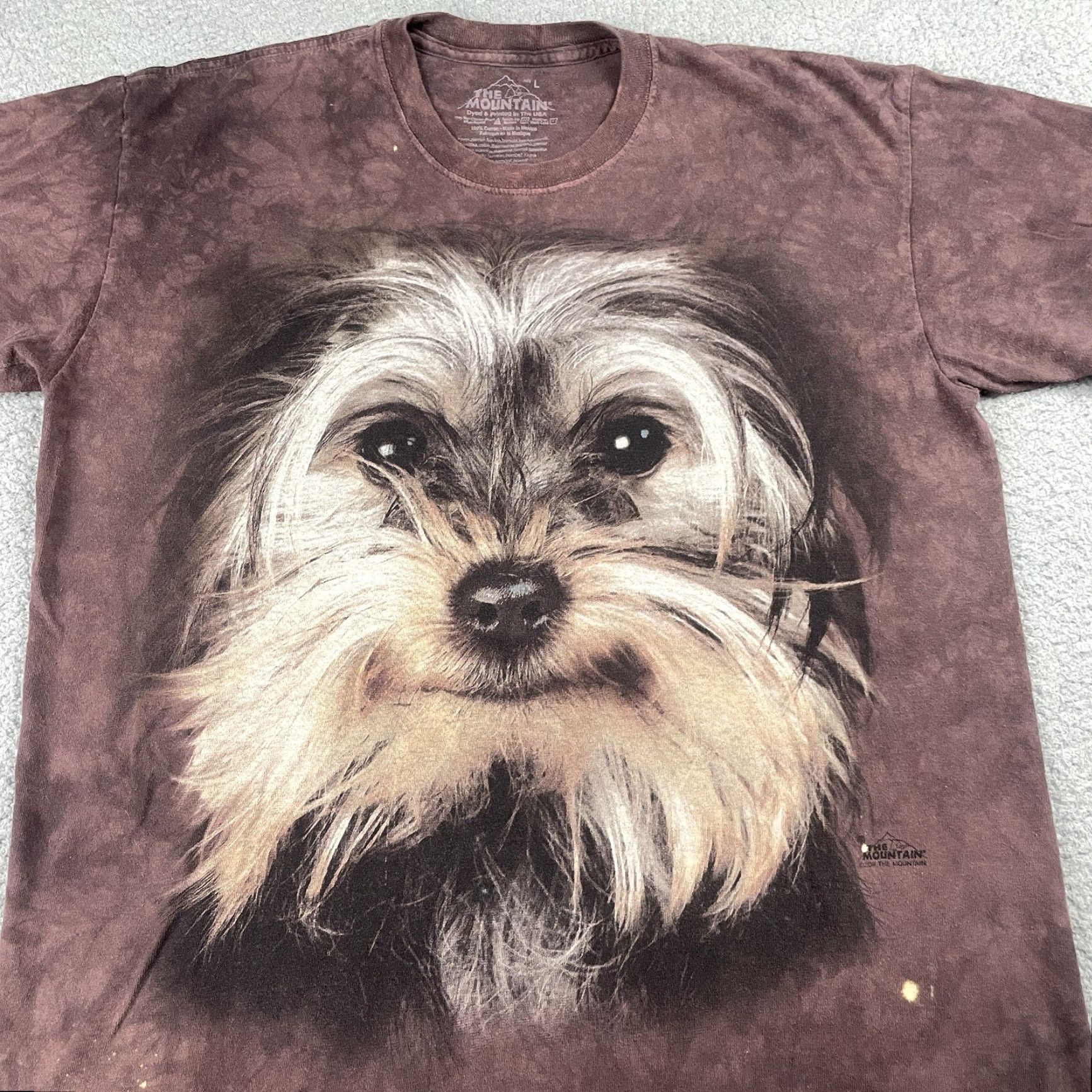 The Mountain VINTAGE The Mountain TShirt Adult Large Brown Yorkshire Terrier Dog Puppy Tie Dye AOP* Size L / US 10 / IT 46 - 2 Thumbnail