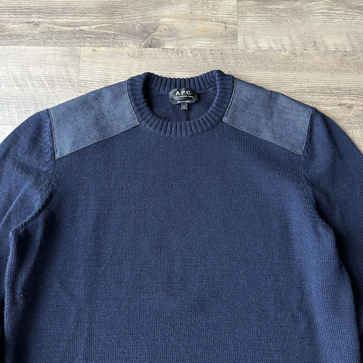 A.P.C. A.P.C. Karlheinz Shoulder Patchwork Wool Crew Neck Sweater Size US L / EU 52-54 / 3 - 4 Thumbnail