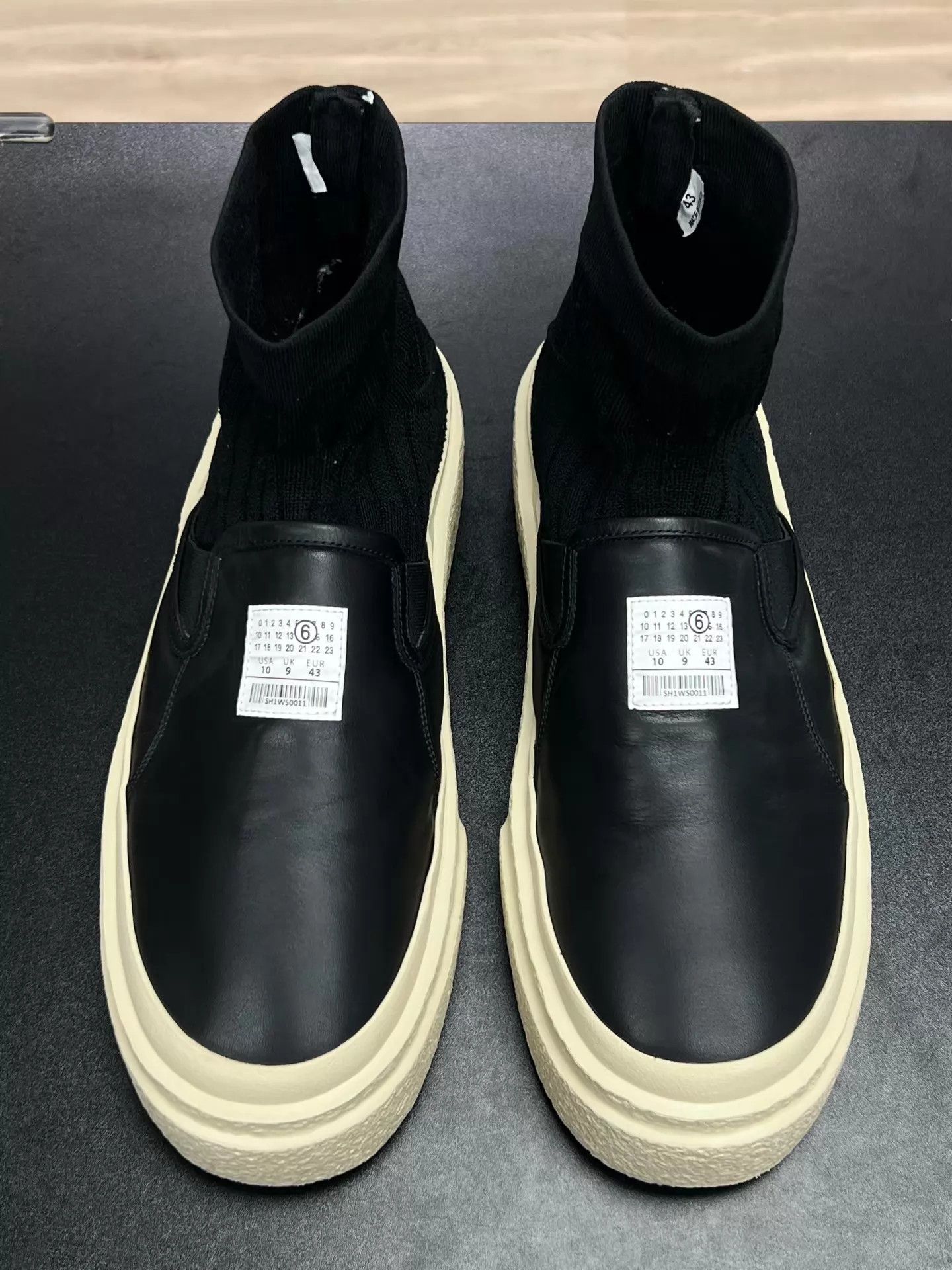 Maison Margiela MM6 8AX leather high-top sock sneaker black 43 Size US 10 / EU 43 - 3 Thumbnail