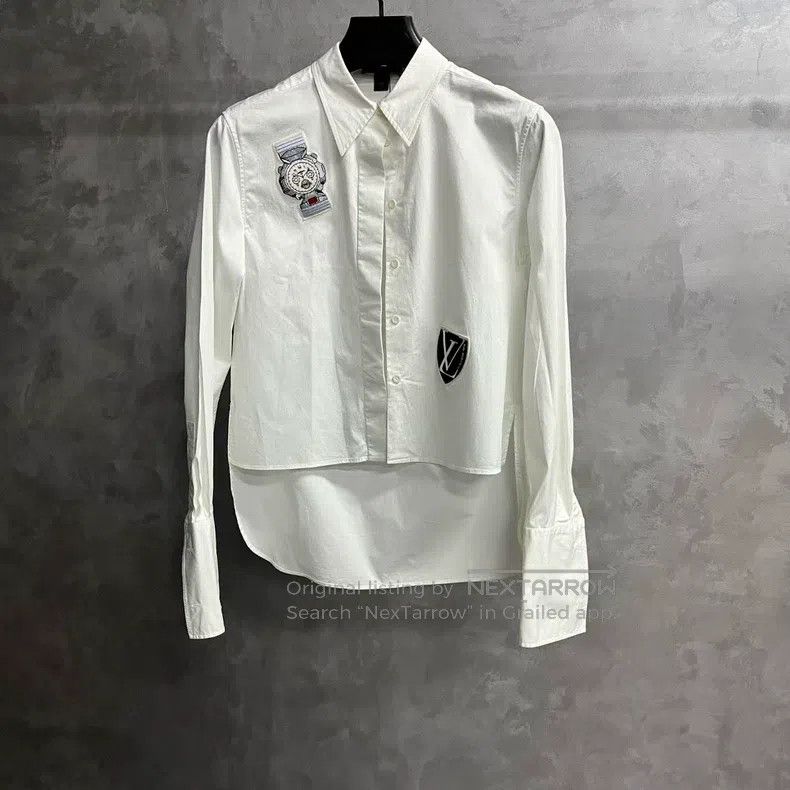 Louis Vuitton Louis Vuitton White Solid Lapel Long Sleeve Shirt Size XS / US 0-2 / IT 36-38 - 1 Thumbnail