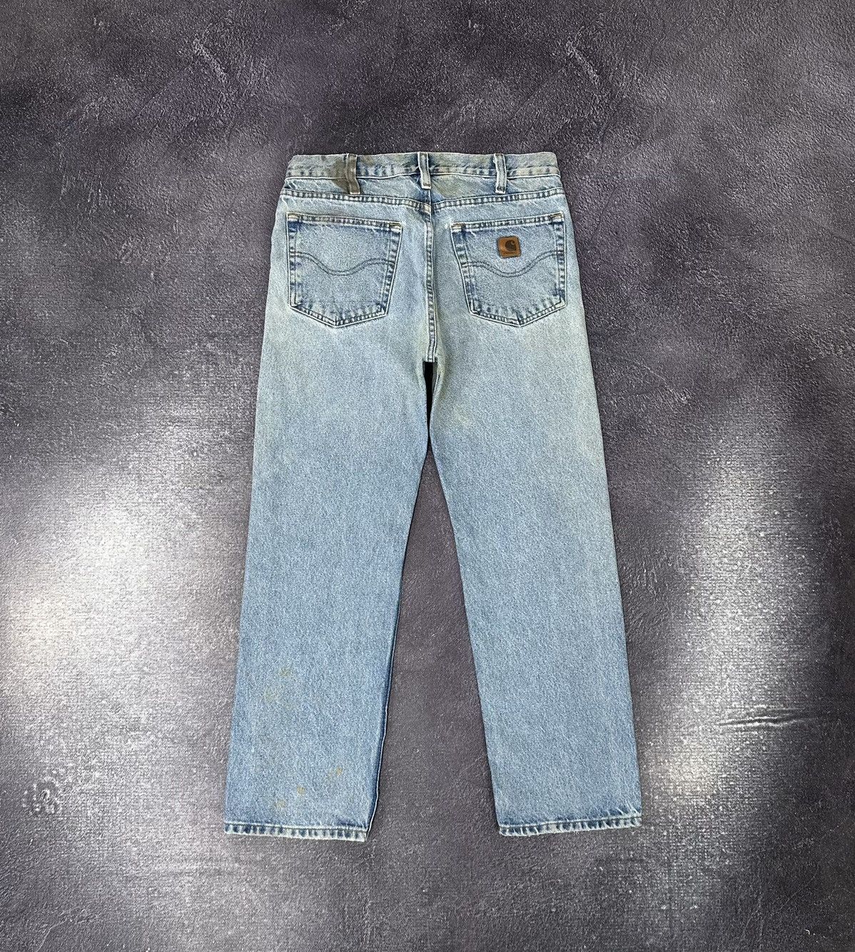 Pre-owned Carhartt X Vintage Carhartt Light Blue Washed Denim Baggy Work Jeans