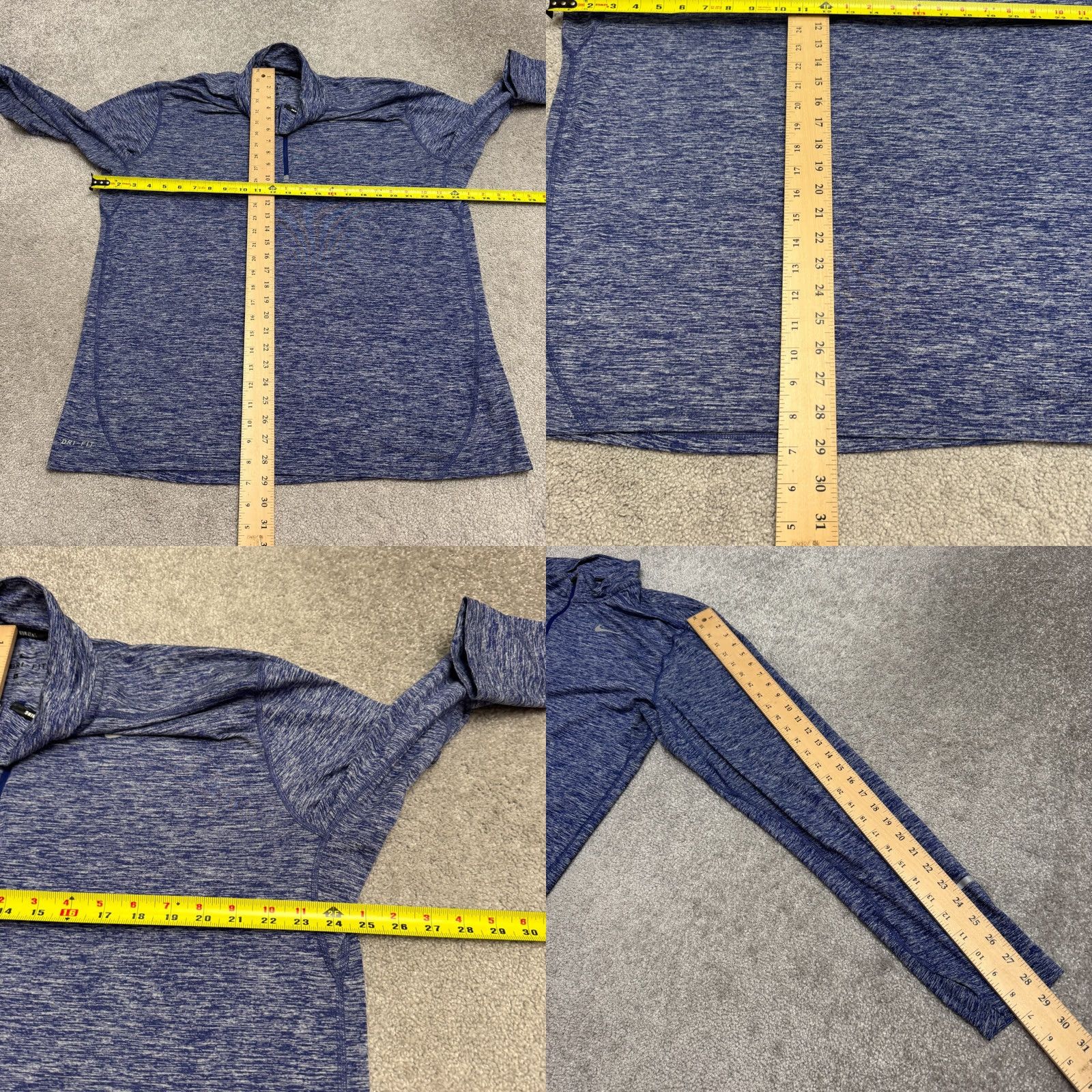 Nike Nike Dri-Fit 1/4 Zip Pullover Jacket Mens XL Heathered Blue Reflective Thumbholes Size US XL / EU 56 / 4 - 9 Thumbnail
