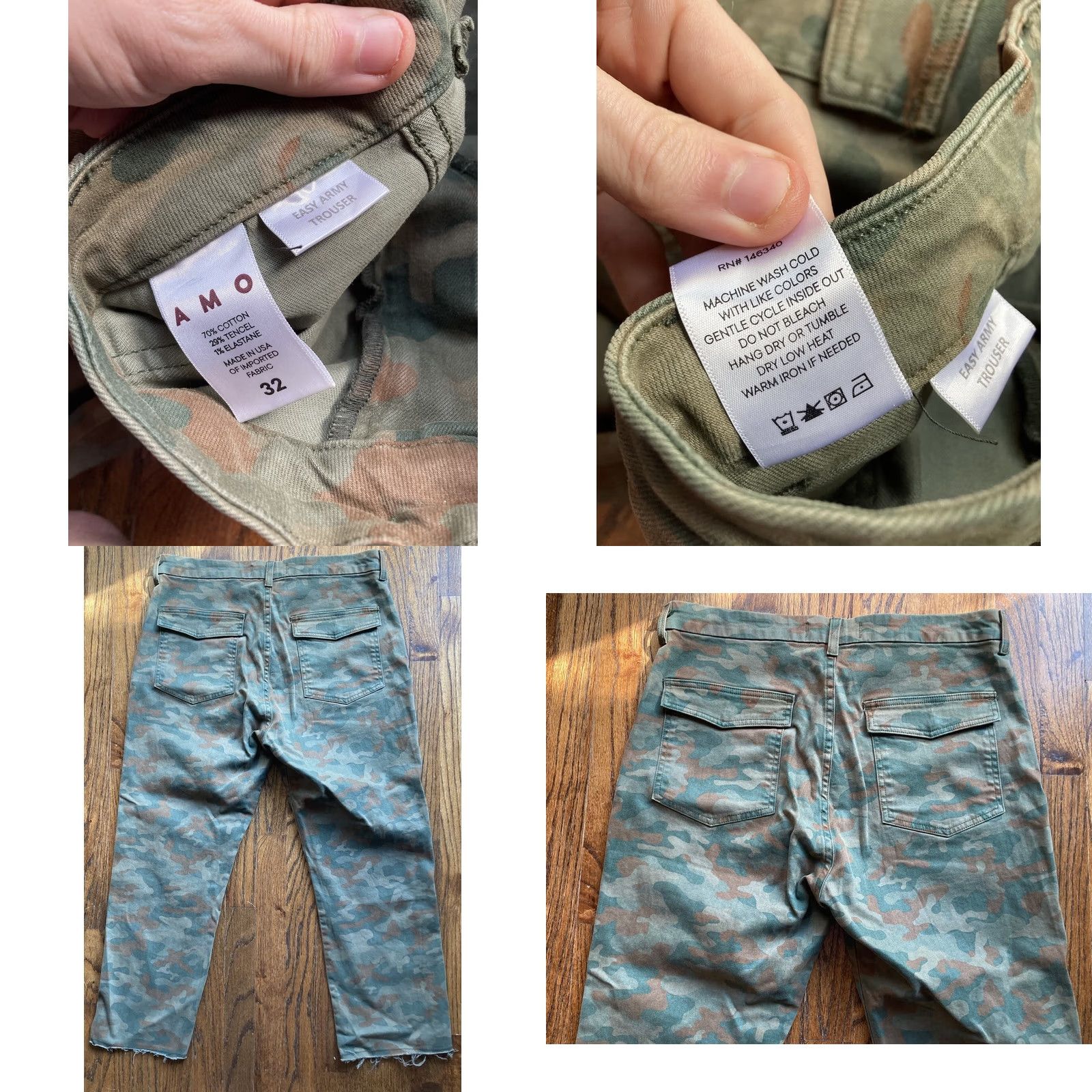 AMO AMO Womens Army Trouser Pants CAMO 5-Pocket Straight Crop Size 32 Button Zip Pockets Multicolor Cotton Blend Size 24" / US 00 / IT 34 - 8 Thumbnail