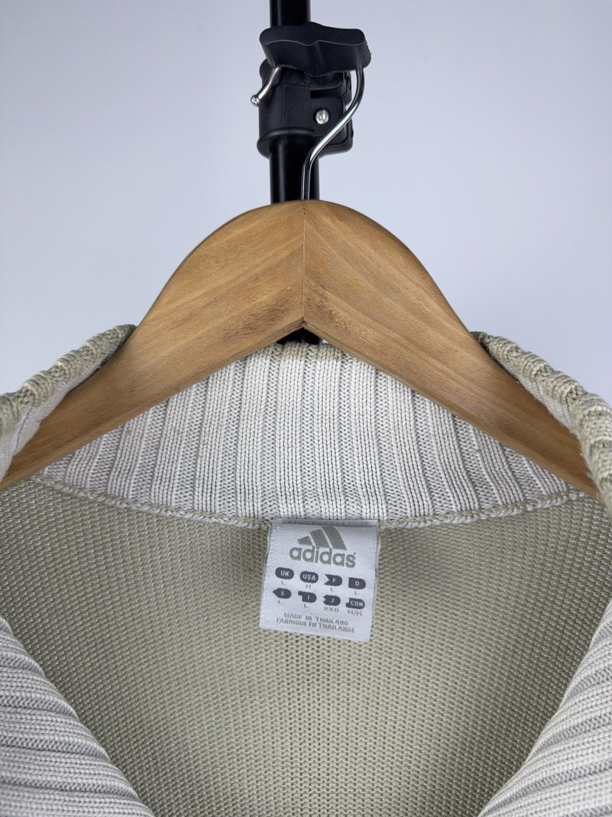 Adidas Vintage Adidas Ribbed Zip Neck Knit Sweater Beige Y2K Style Size US L / EU 52-54 / 3 - 6 Thumbnail
