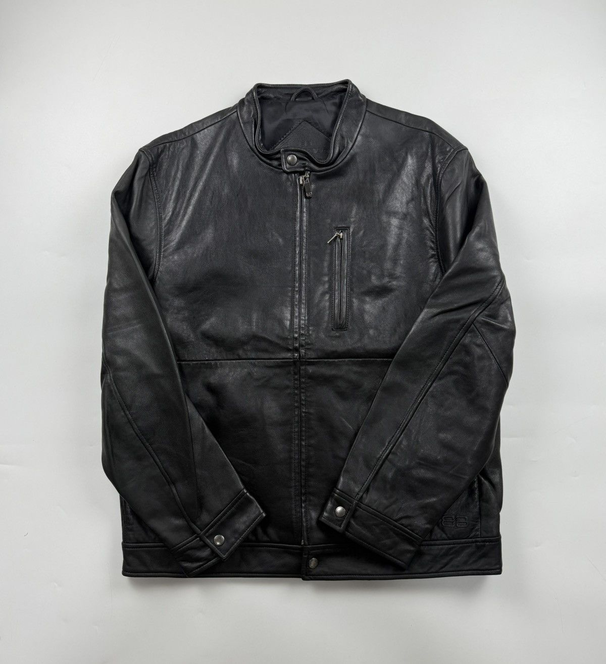 Vintage Balenciaga Cafe Racer Zip Up Leather Jacket