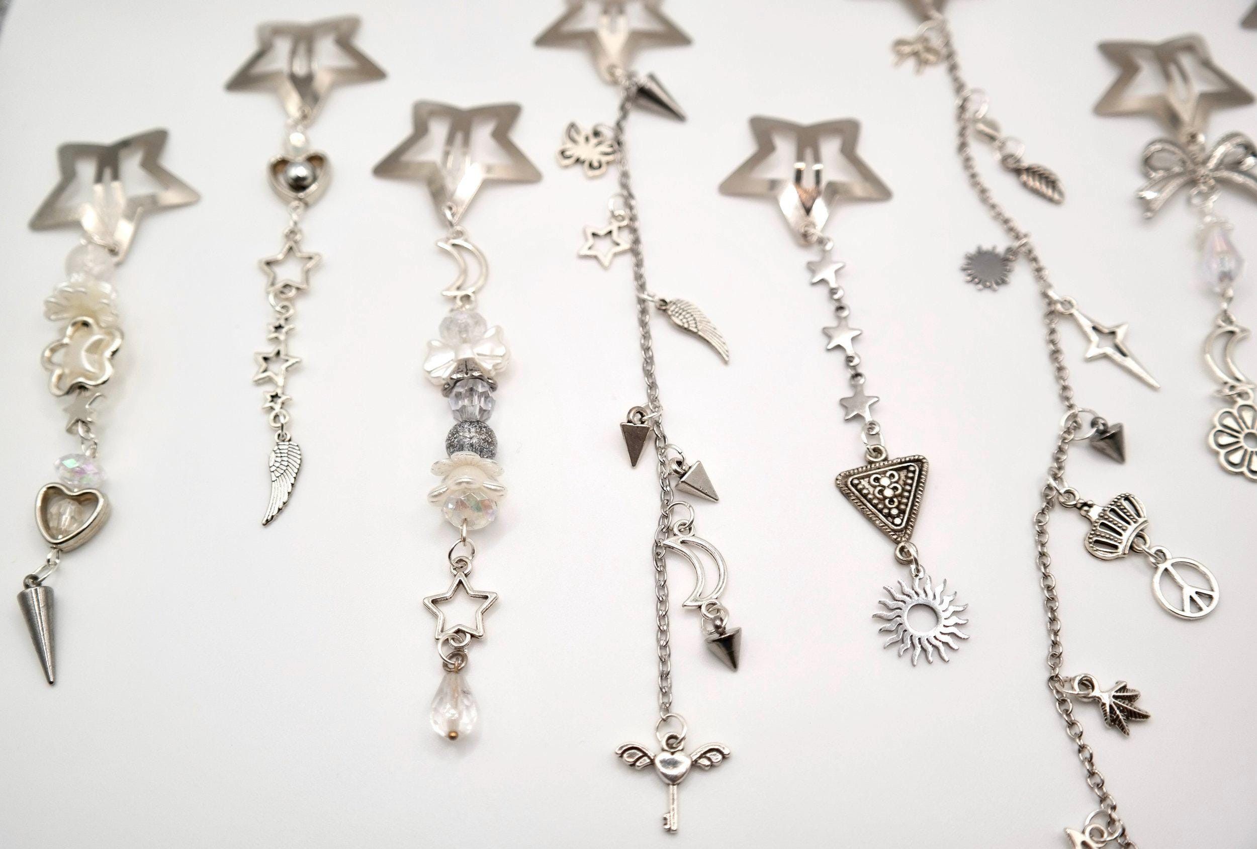 Handmade Silver Star Decorated Hair Clips Size ONE SIZE - 10 Thumbnail
