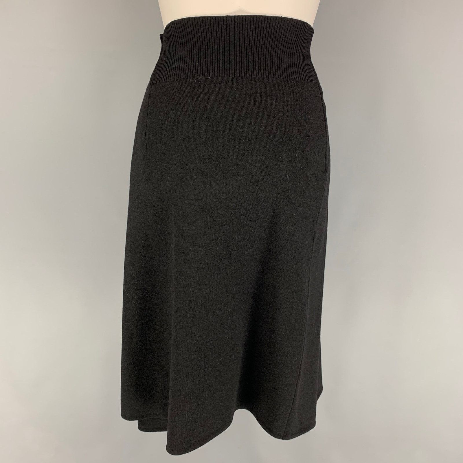Helmut Lang HELMUT LANG Size L Black Wool Open Front Skirt Size 34" / US 12 / IT 48 - 3 Thumbnail