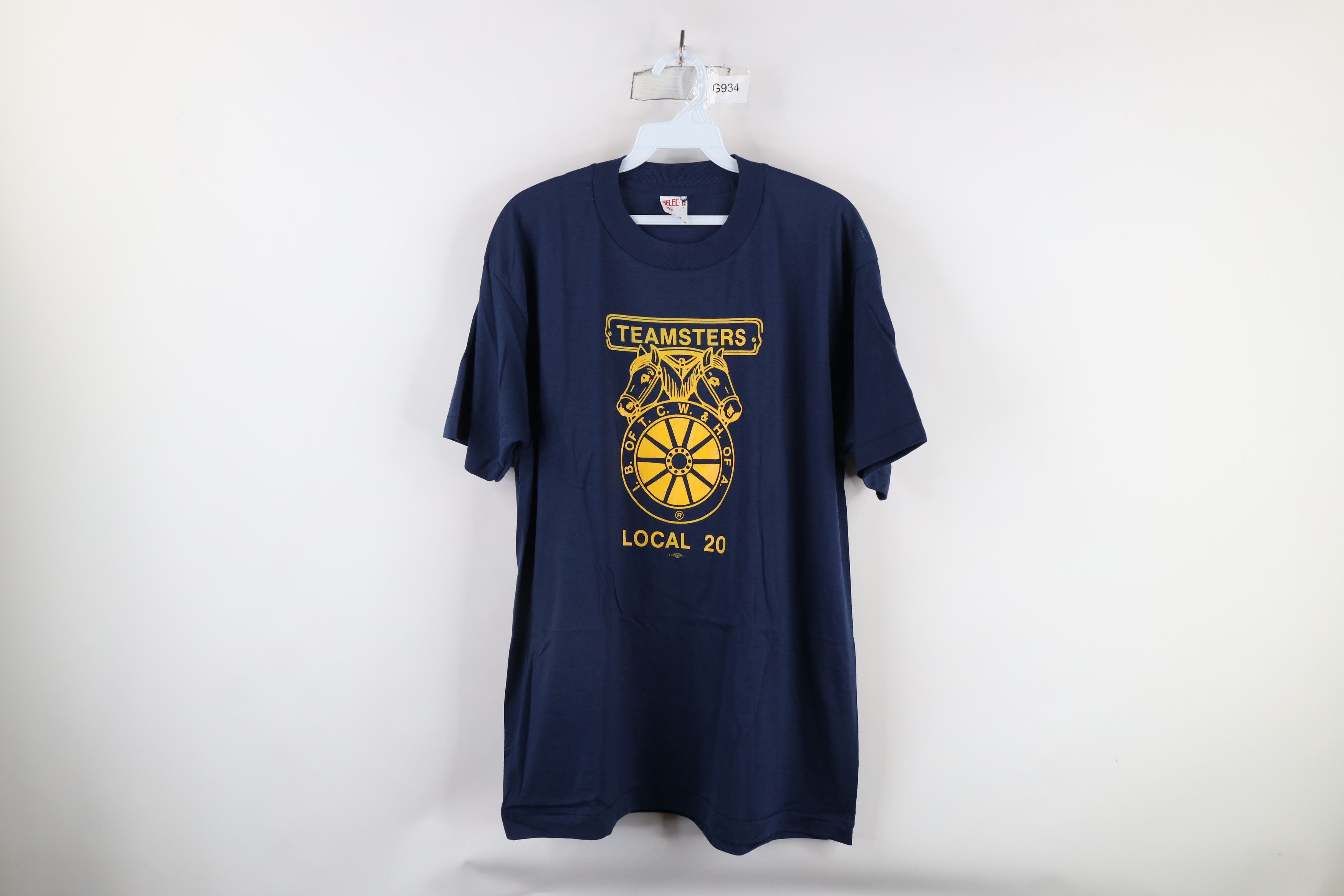 Vintage NOS Vintage 80s Local 20 Teamsters Union T-Shirt Blue USA Size US XL / EU 56 / 4 - 1 Thumbnail