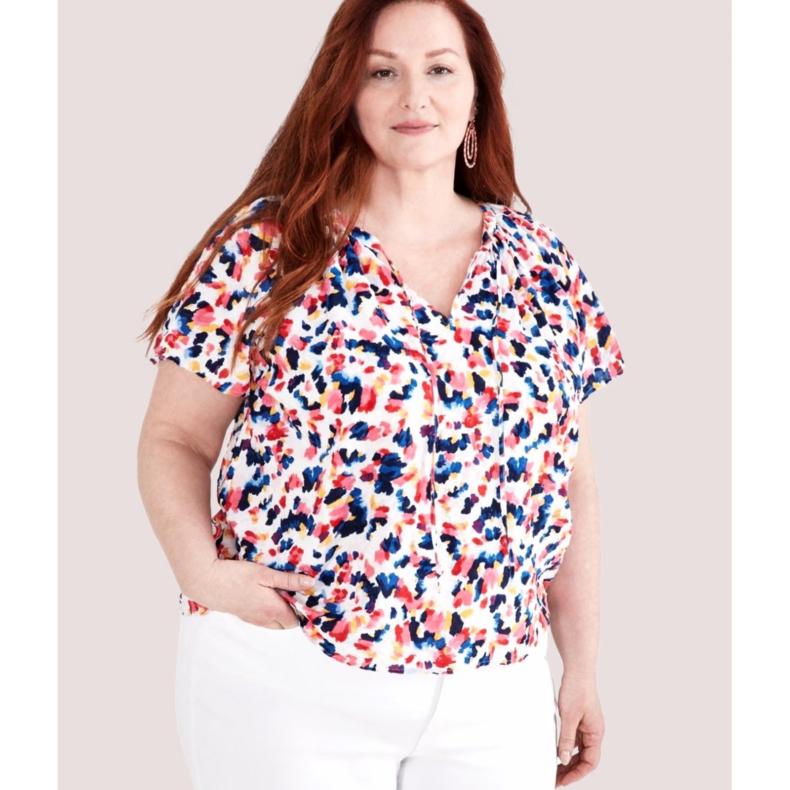 Vintage Style & Co. Womens Abstract Print Shell Blouse, Multicoloured, Plus Size, 3X Size XXL / US 16-18 / IT 52-54 - 1 Thumbnail