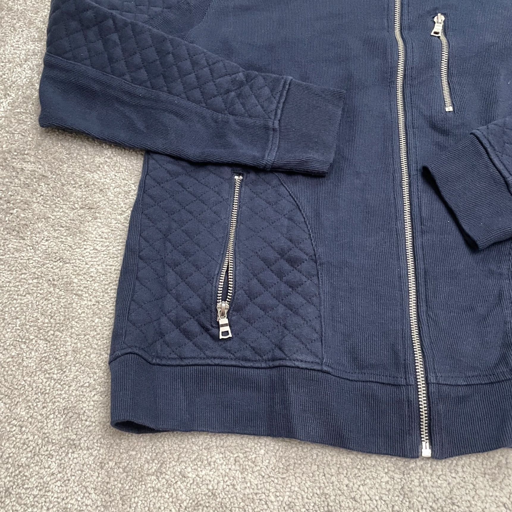 Vintage INC International Concept Jacket Womens Medium Blue Quilted Rib Bomber Full Zip Classic Outdoor Size M / US 6-8 / IT 42-44 - 4 Thumbnail
