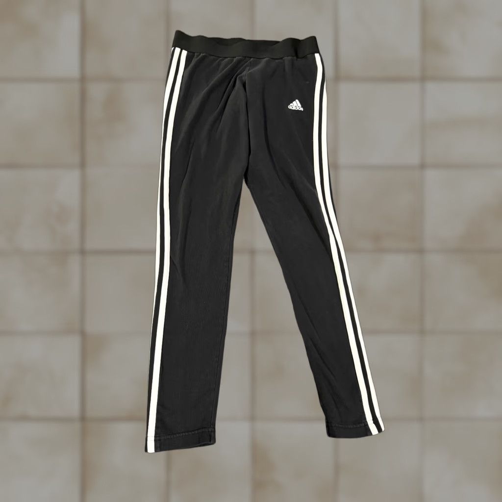 Adidas Adidas Leggings Womens Medium Black Three Stripe Athletic Yoga Leggings Reflec... Size 32" / US 10 / IT 46 - 1 Thumbnail