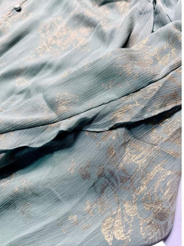 Lauren Conrad Lauren Conrad Plus Size 2X Mint Green Metallic Floral Blouse Size XXL / US 16-18 / IT 52-54 - 7 Thumbnail