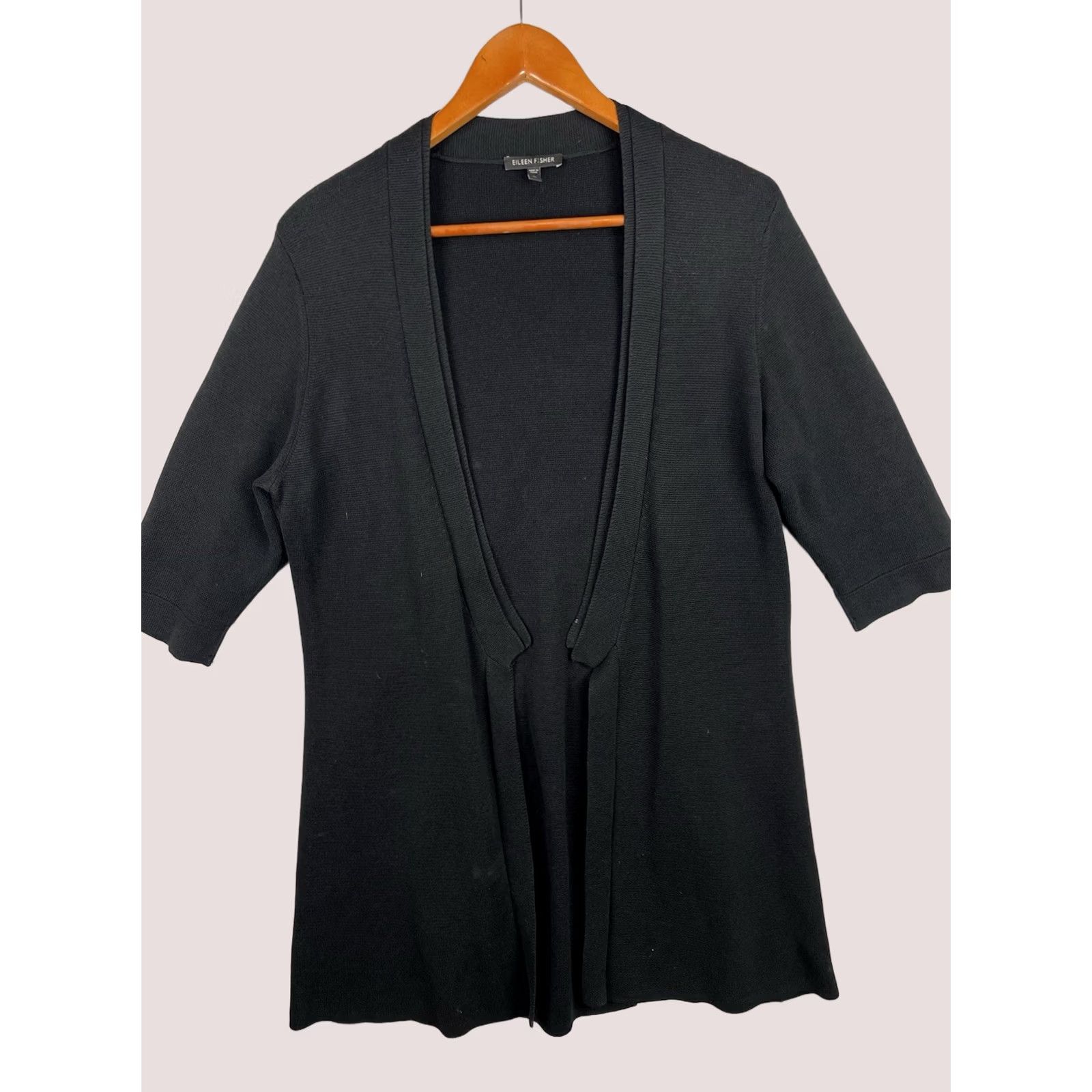 Eileen Fisher Eileen Fisher Sweater Women Medium Cardigan Open Cotton Silk Blend Black Knit Mens Ladies Womens Size M / US 6-8 / IT 42-44 - 1 Thumbnail