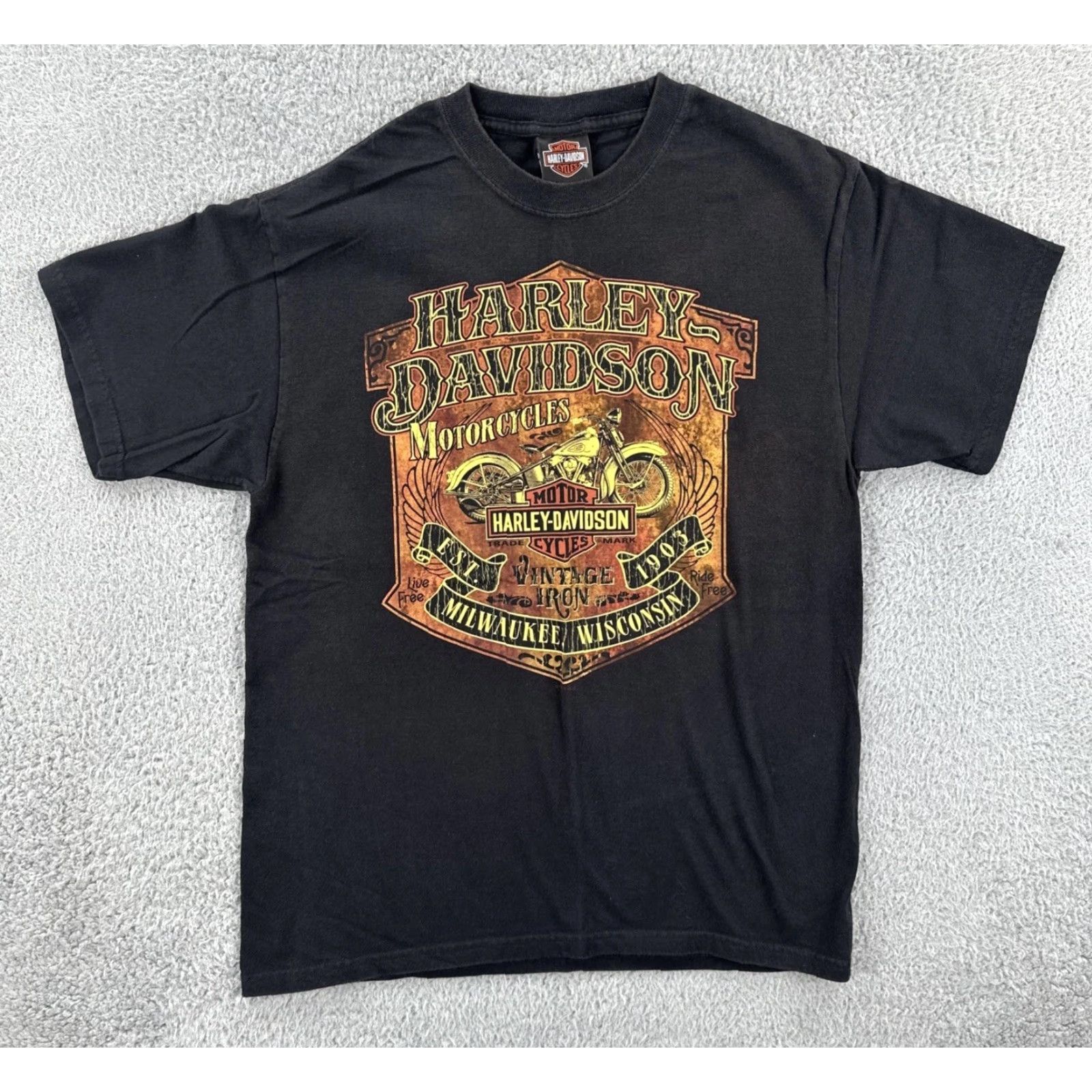 Harley Davidson Harley-Davidson Mens Medium Black T Shirt Mt. Baker HD Bellingham WA Graphic Print Short Sleeve Crew Neck Graphic Print T-ShirtMen Comfort All Seasons Size US M / EU 48-50 / 2 - 2 Thumbnail