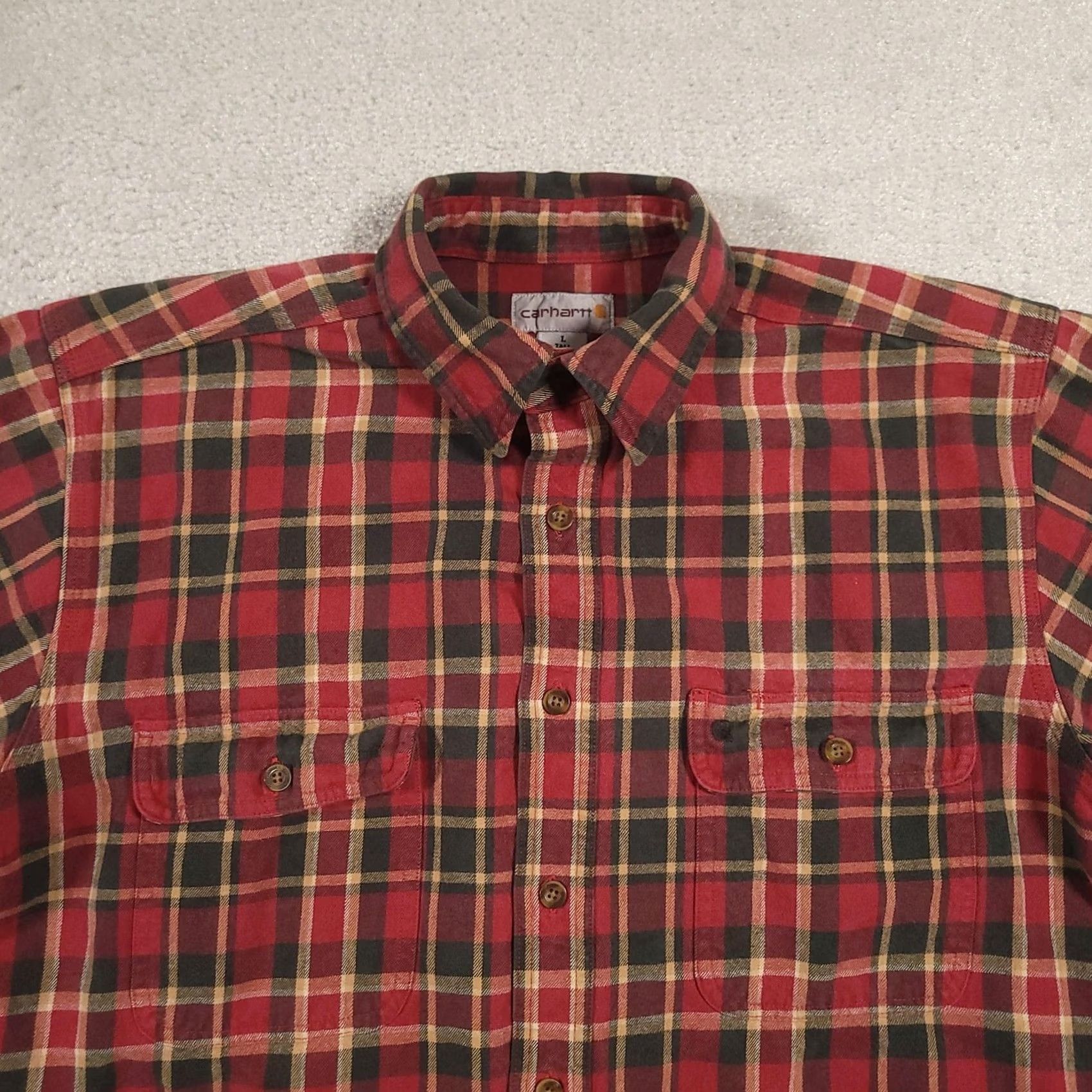 Carhartt VINTAGE Carhartt Shirt Mens LT Red Plaid Flannel Long Sleeve Button Front Size US L / EU 52-54 / 3 - 3 Thumbnail