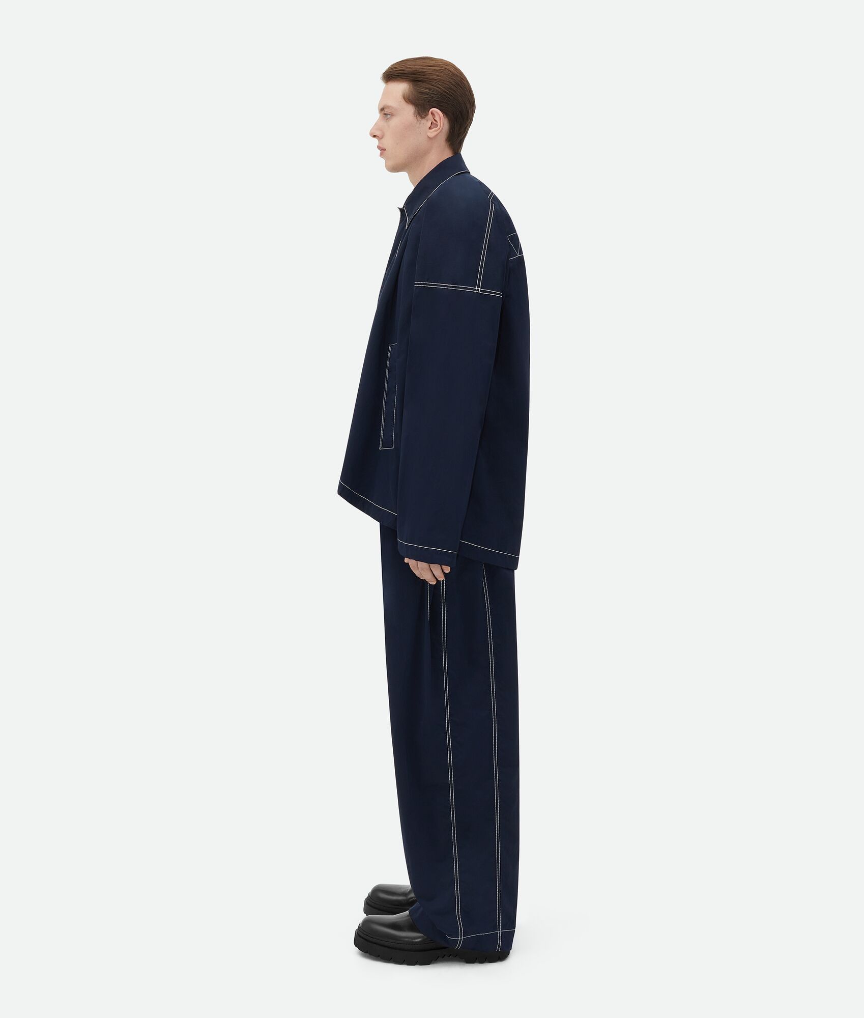 Bottega Veneta o1w1db10525 Tech Nylon Blouson Leather Integrated Gilet Navy Size US M / EU 48-50 / 2 - 2 Thumbnail