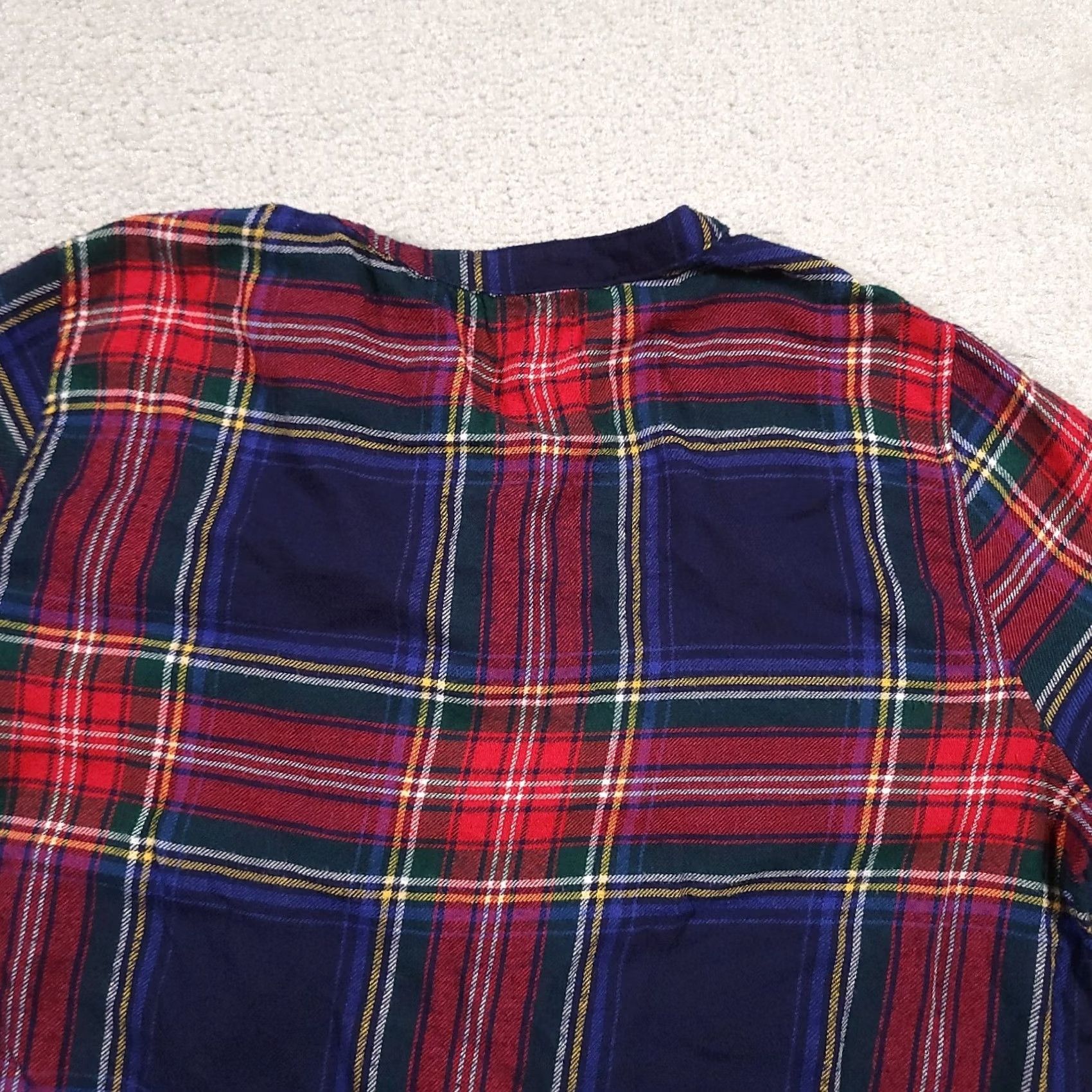 Vintage Maurices Flannel Henley Top - Womens Medium Blue Red Plaid Long Sleeve - Casual Basic Blouse Size M / US 6-8 / IT 42-44 - 7 Thumbnail