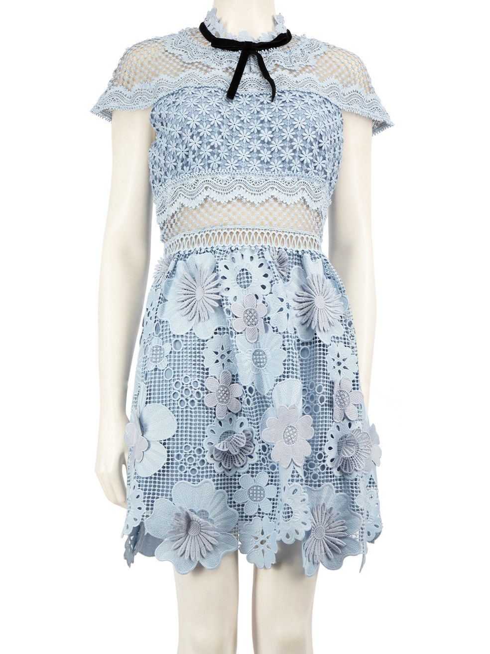 Self Portrait Blue 3D Floral Lace Mini Dress Grailed