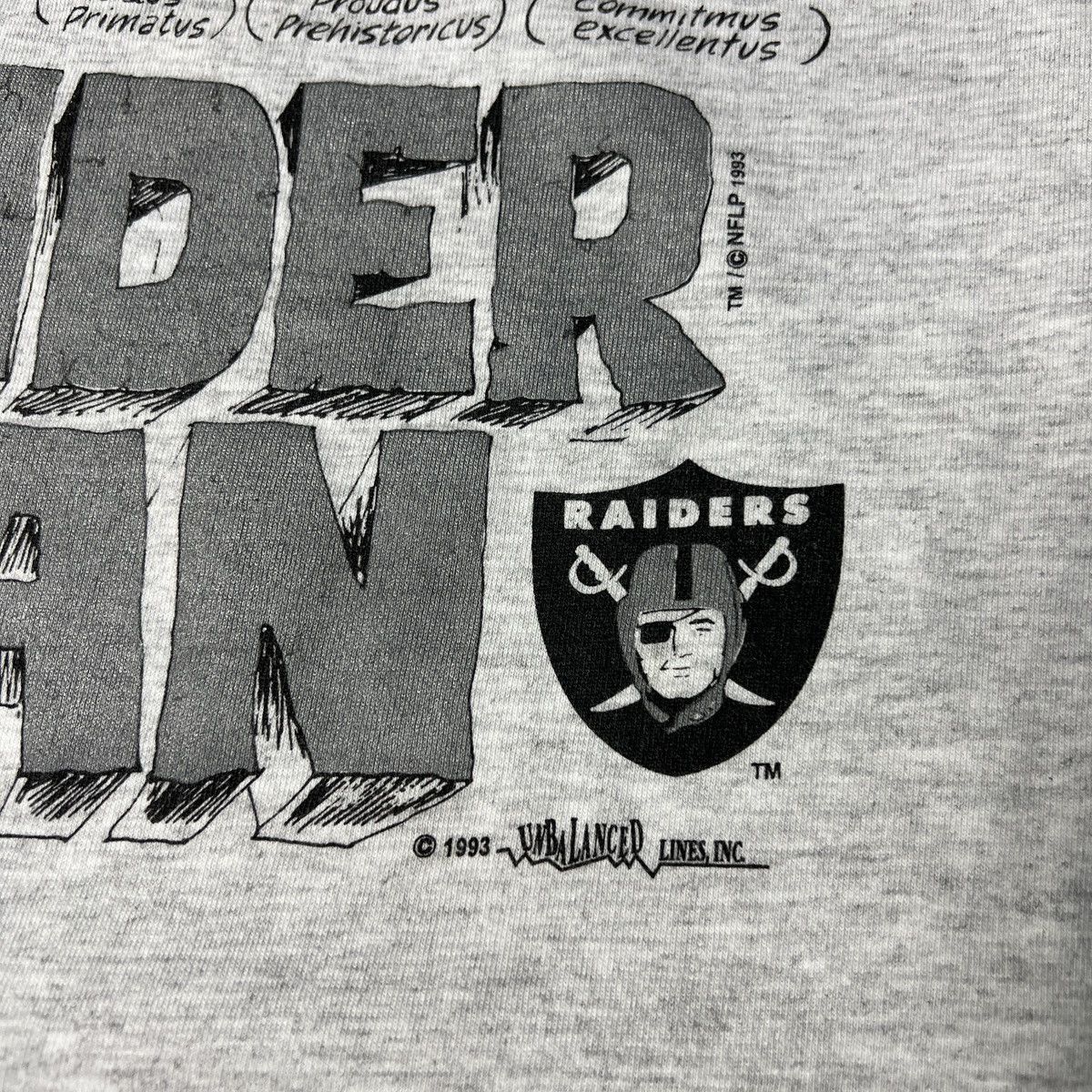 Vintage 1993 Los Angeles Raiders “Raider Man” Evolution Nfl Tees Size US M / EU 48-50 / 2 - 8 Thumbnail